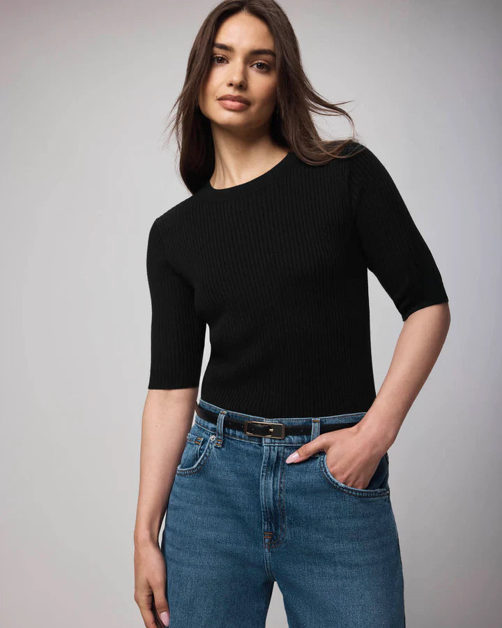 Splendid Georgie Elbow Sleeve Sweater in Black RW5S400