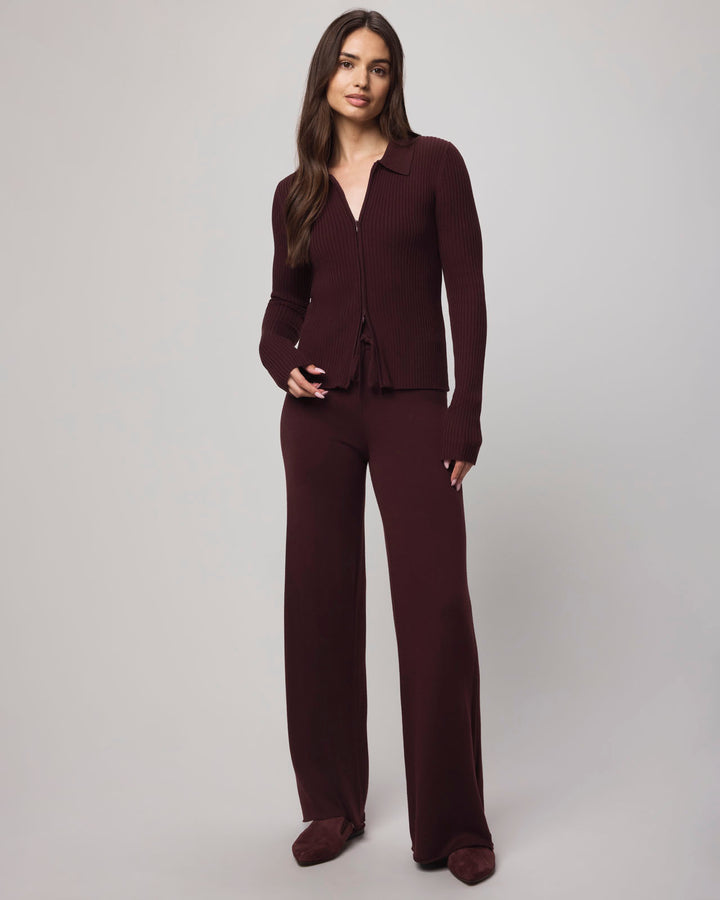 Splendid Georgie Two Zip Sweater Dark Plum RF5S620