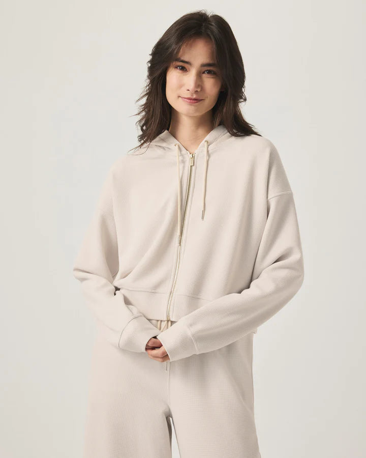 Splendid Waffle Scuba Zip-Up Pullover Moonstone RS5K720SE