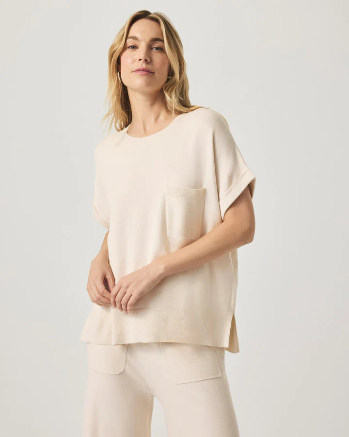 Splendid Veronica Short Sleeve Pocket Sweater Moonstone RS5S070