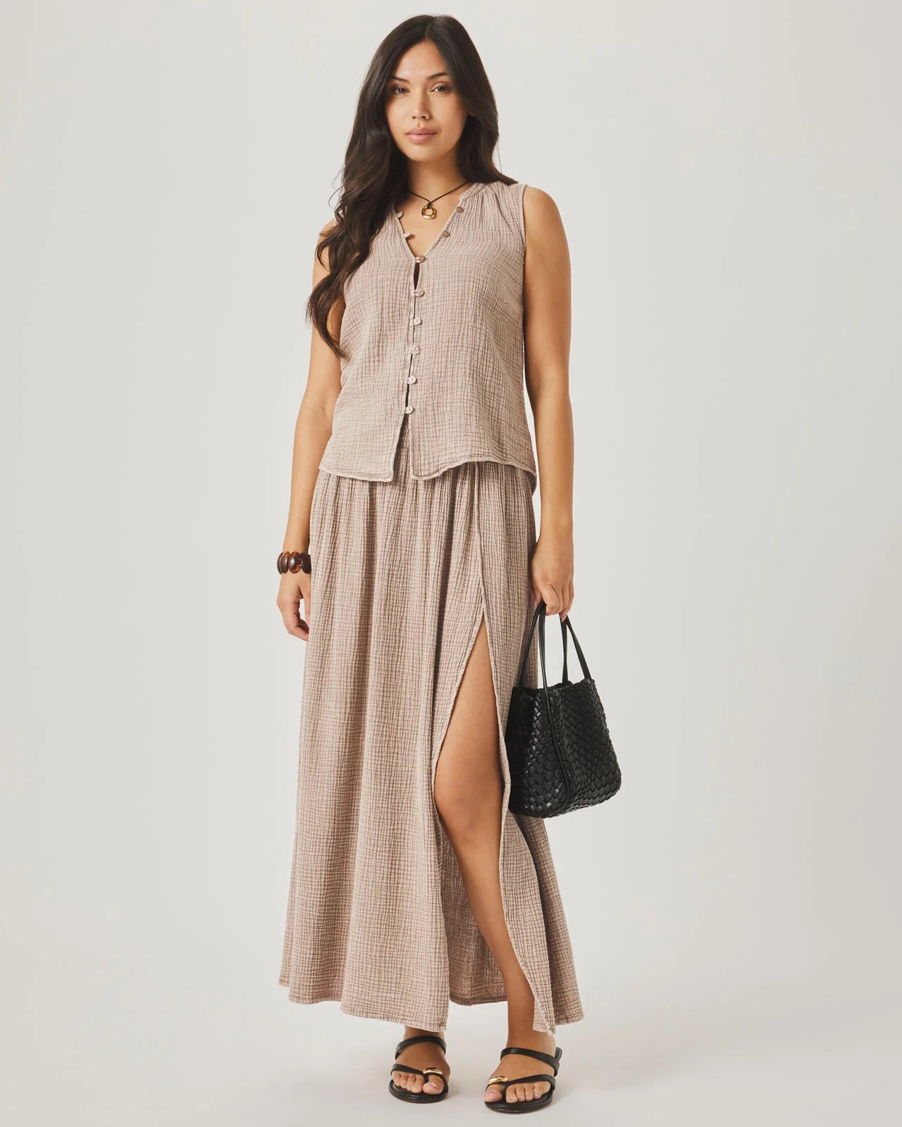 Splendid Ava Gauze Button Tank RS6W000