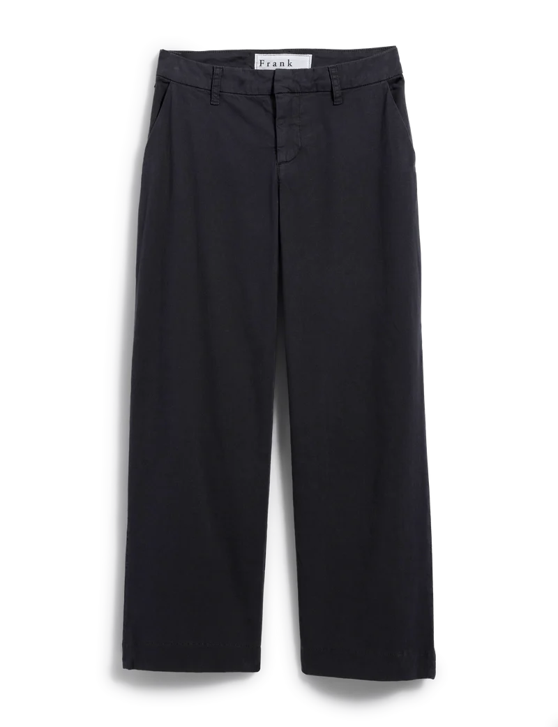 Frank & Eileen Westport Italian Wide Leg Chino Washed Black