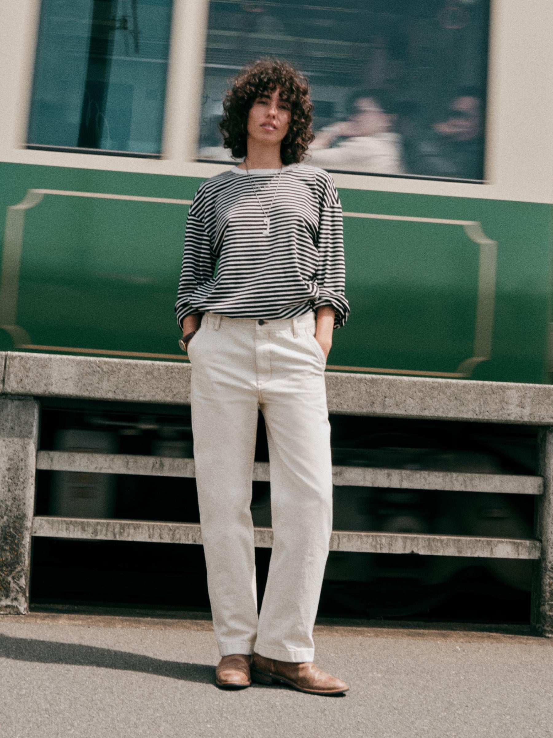 Faherty Sunwashed Long-Sleeve Retro Tee - Inkwell Stripe