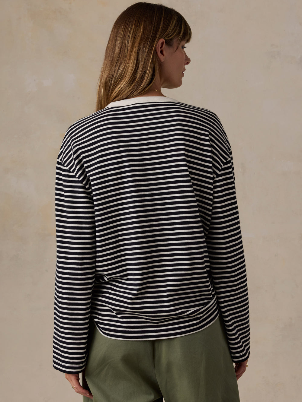 Faherty Sunwashed Long-Sleeve Retro Tee - Inkwell Stripe