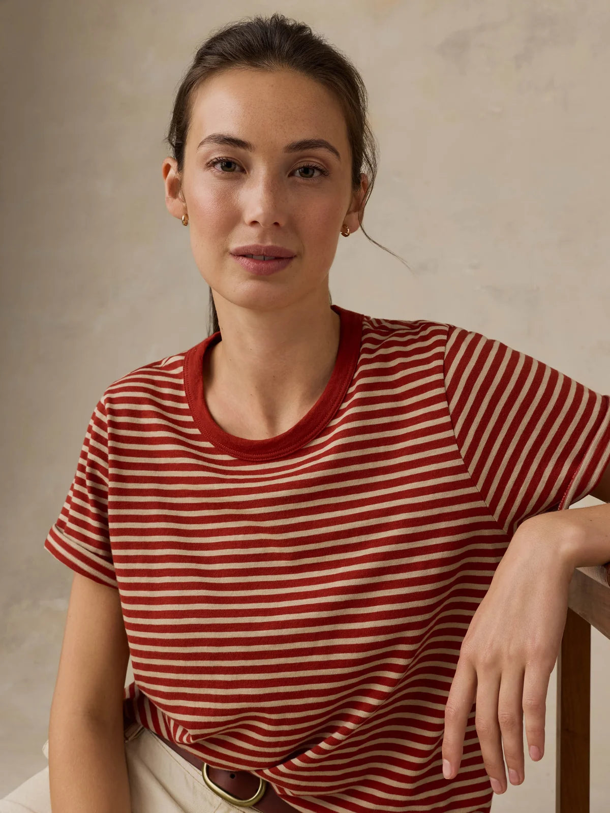 Faherty Sunwashed Essential Tee- Red Ochre Mini