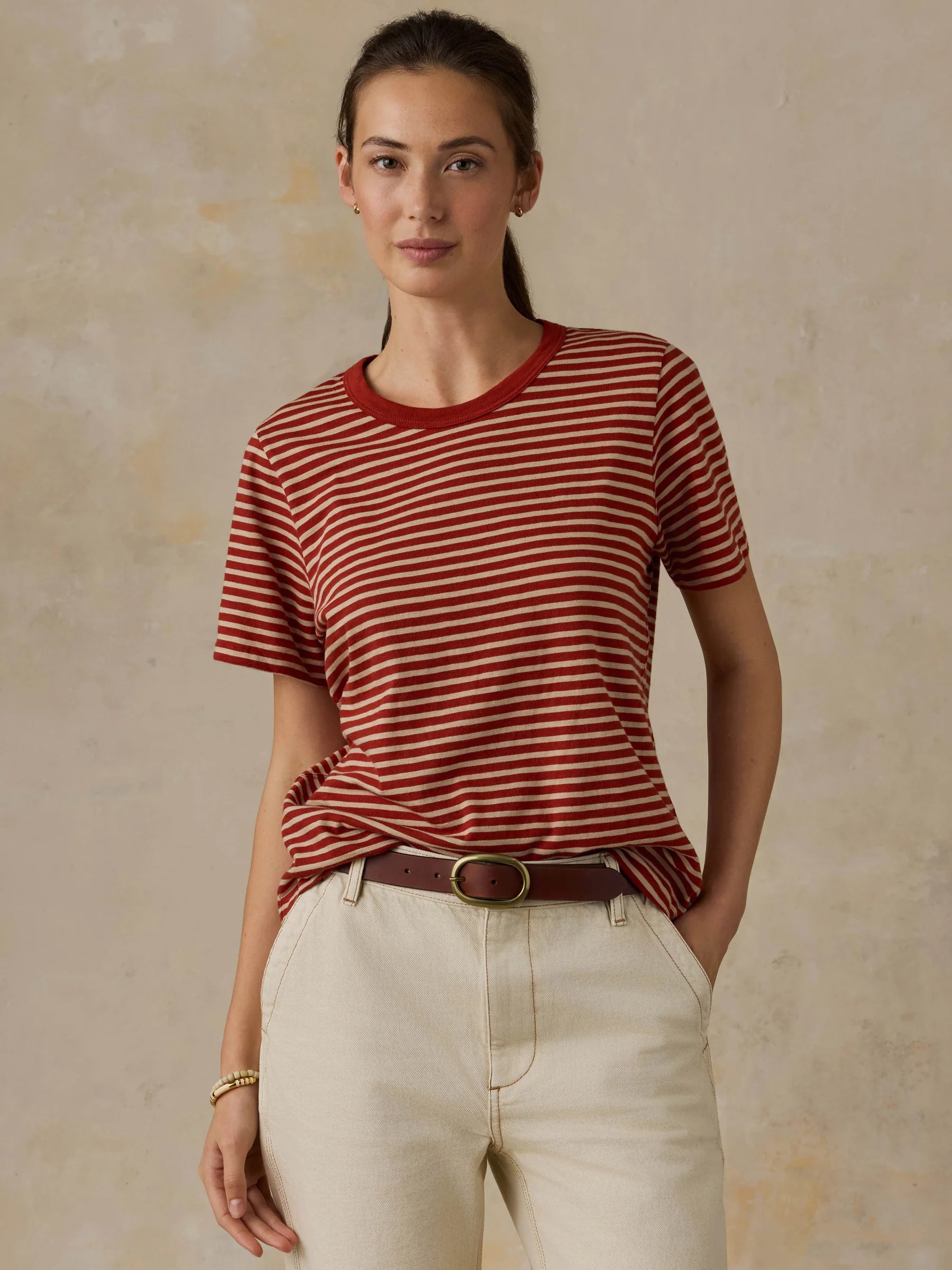 Faherty Sunwashed Essential Tee- Red Ochre Mini