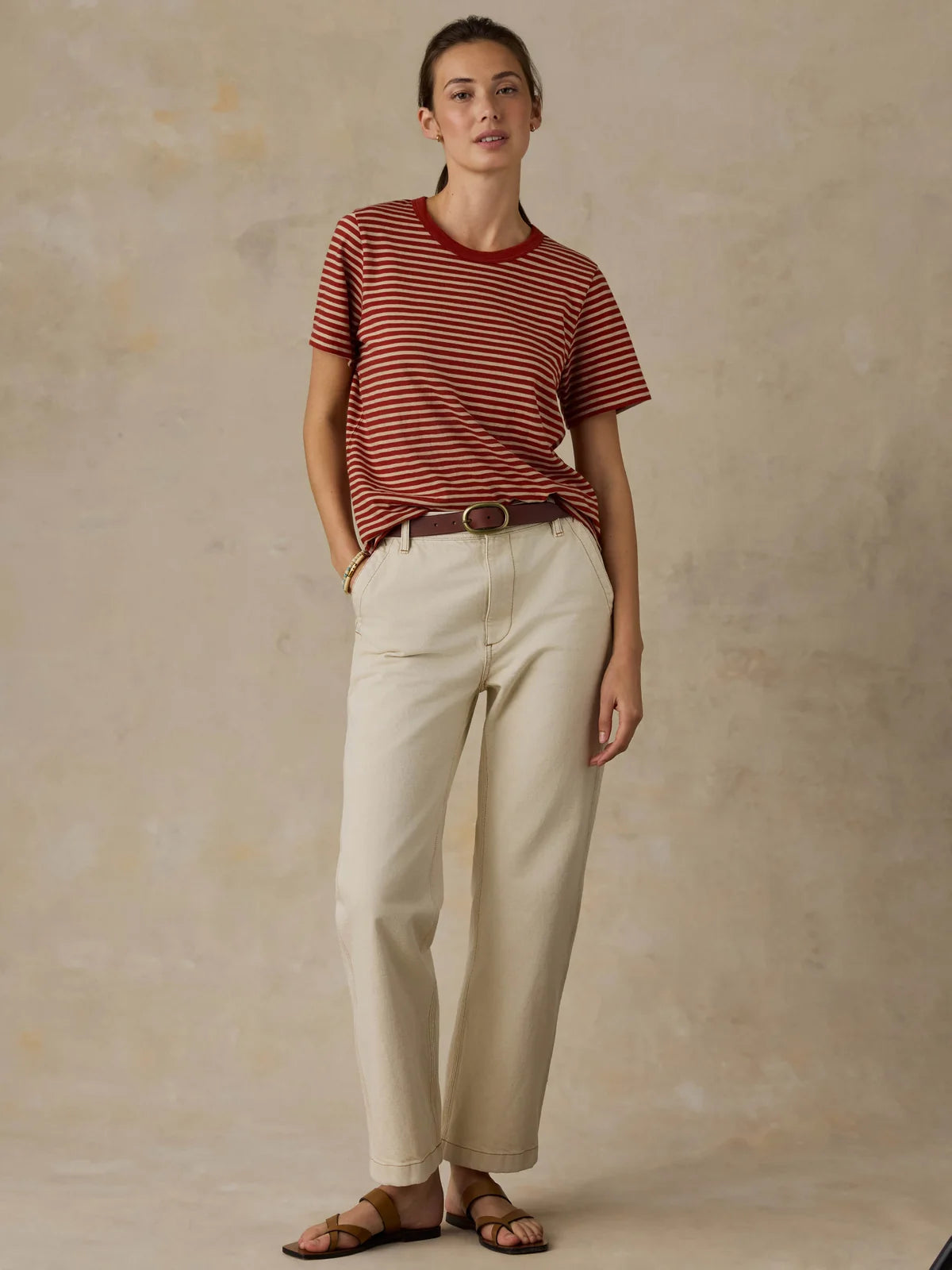 Faherty Sunwashed Essential Tee- Red Ochre Mini
