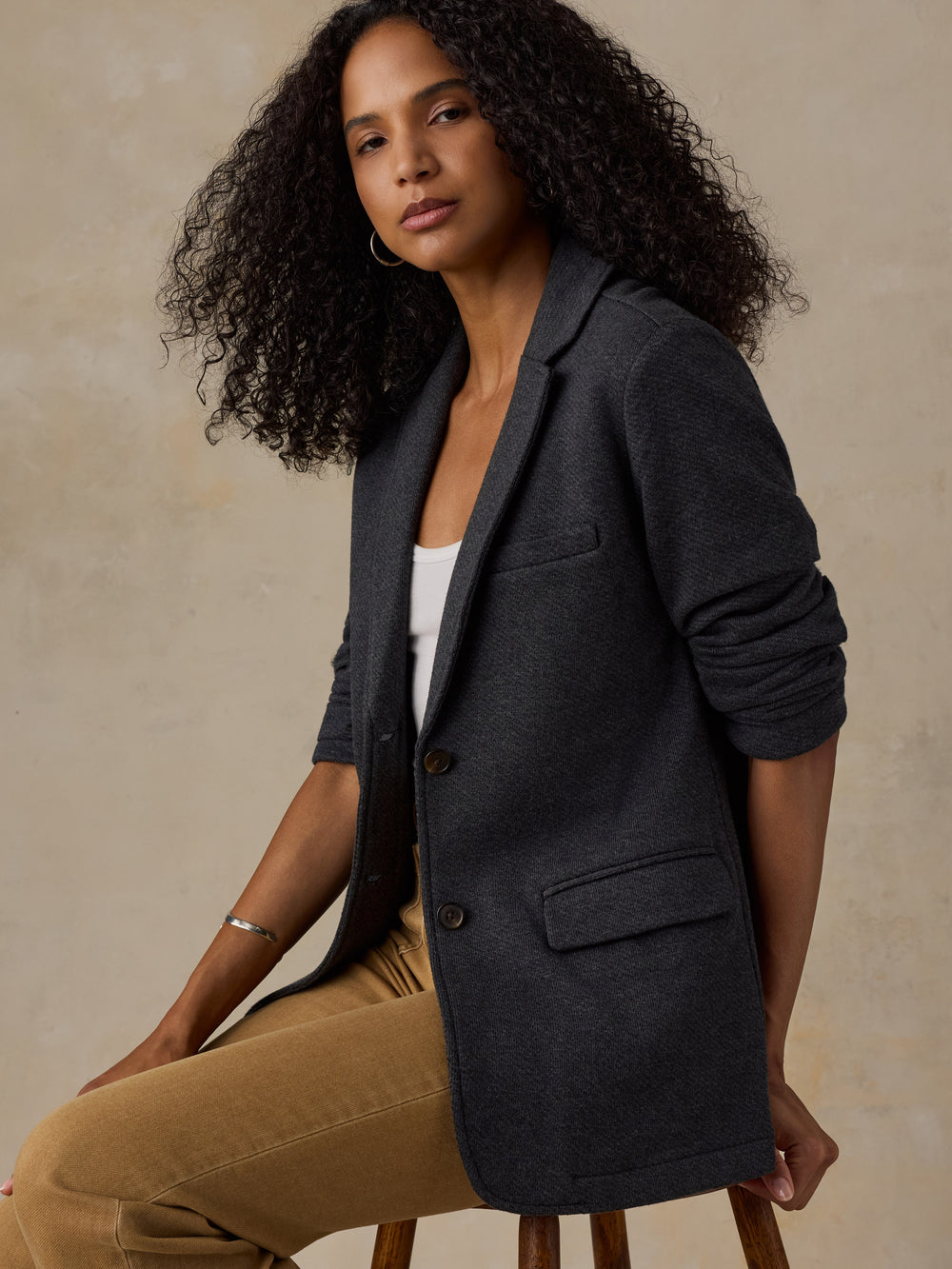 Faherty Inlet Knit Blazer - Black Sky Melange