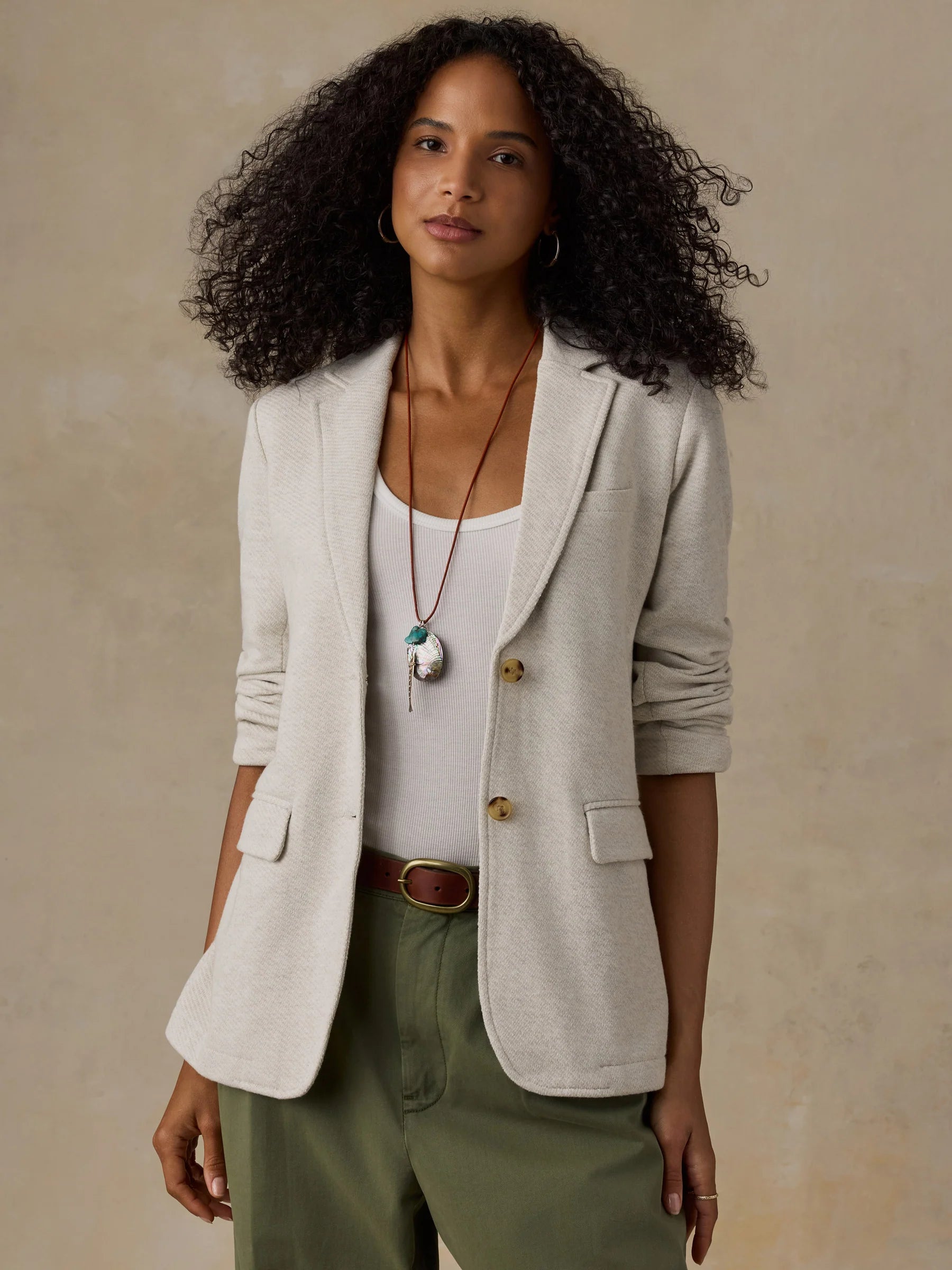 Faherty Inlet Knit Blazer - Light Oatmeal Melange