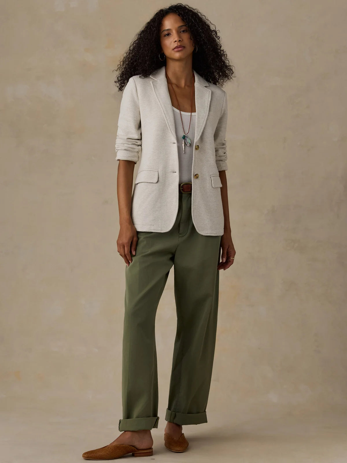 Faherty Inlet Knit Blazer - Light Oatmeal Melange