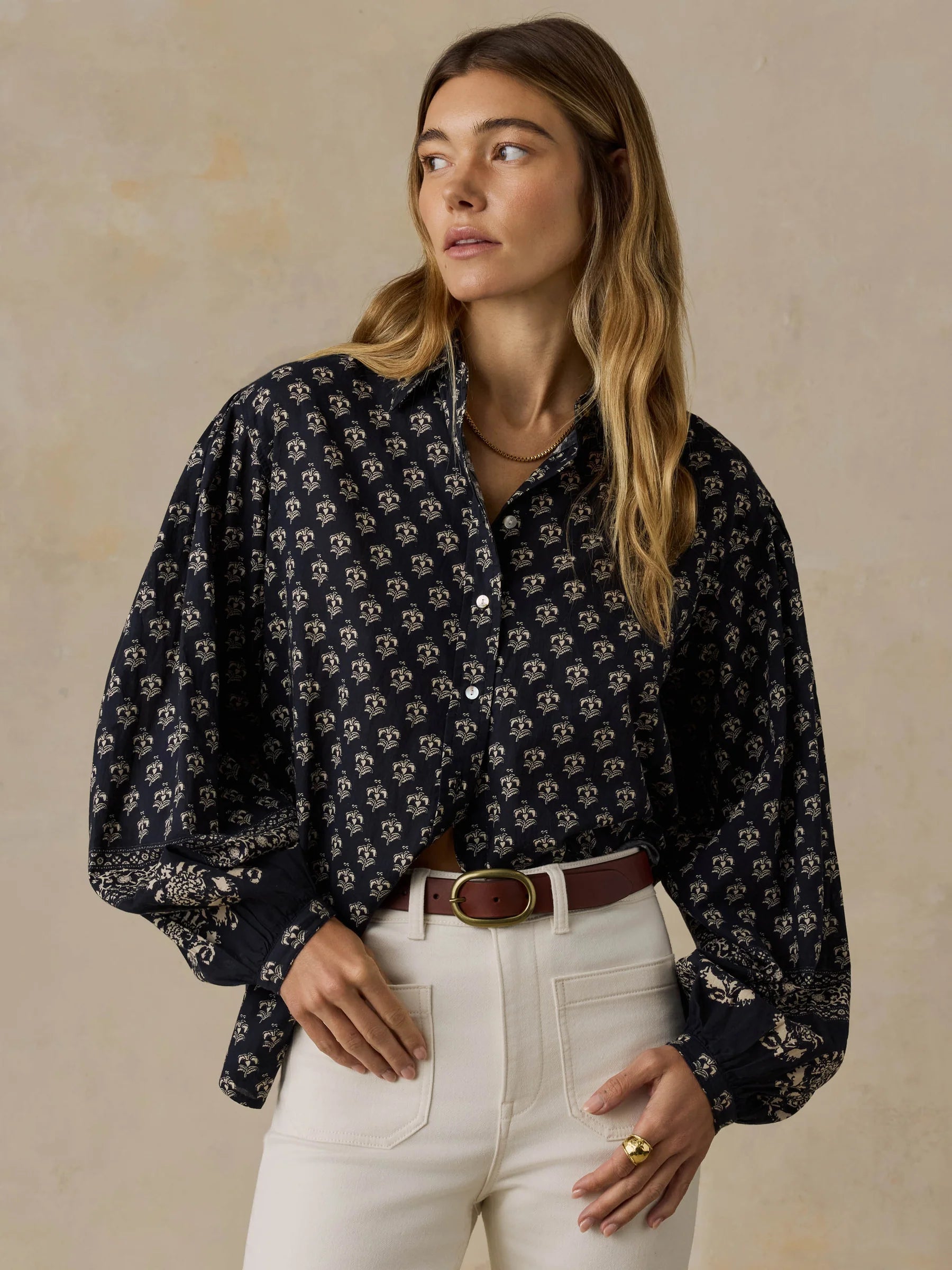 Faherty Suki Blouse- Eclipse Blossom