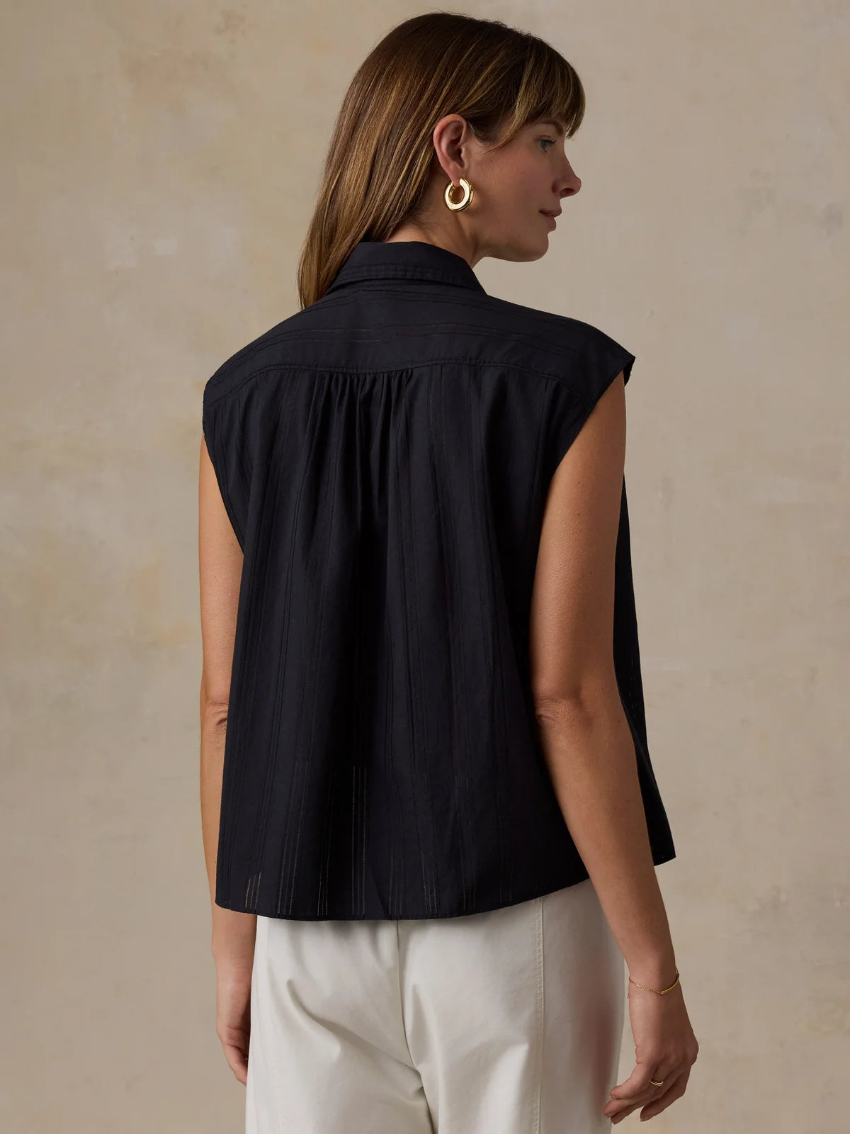 Faherty Heirloom Dobby Lucia Top- Black