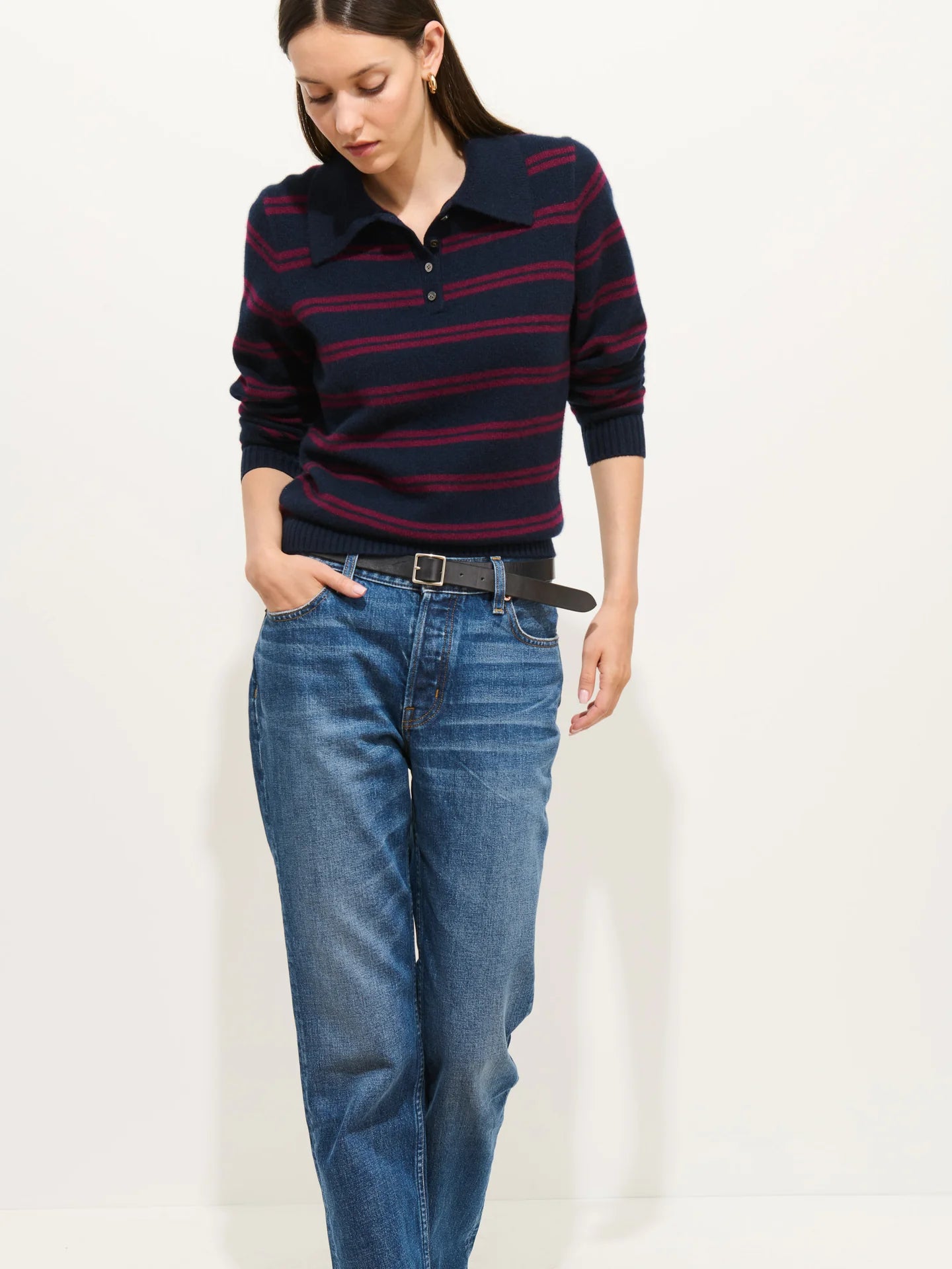 Alex Mill Alice Striped Cashmere Polo