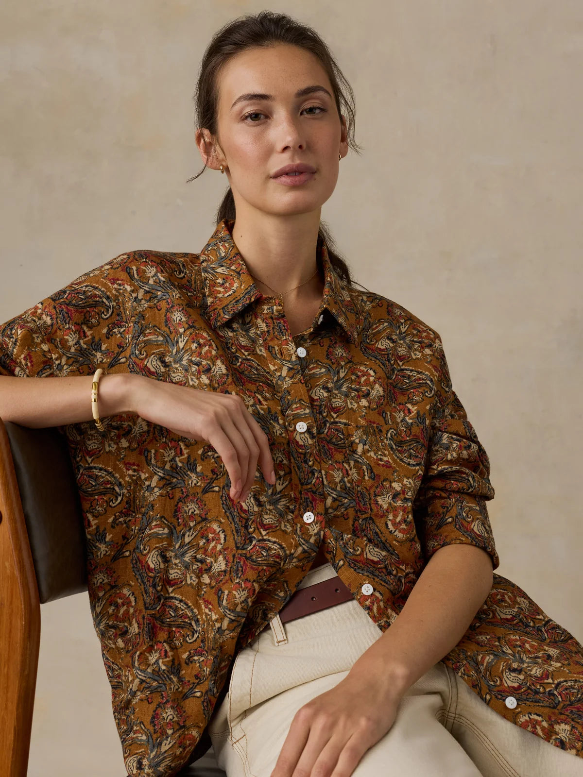 Faherty Linen Oversized Shirt- Victorian Garden
