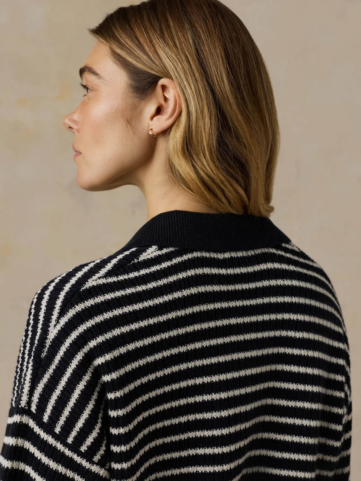 Faherty Miramar Linen Relaxed Polo - Black Reef Stripe
