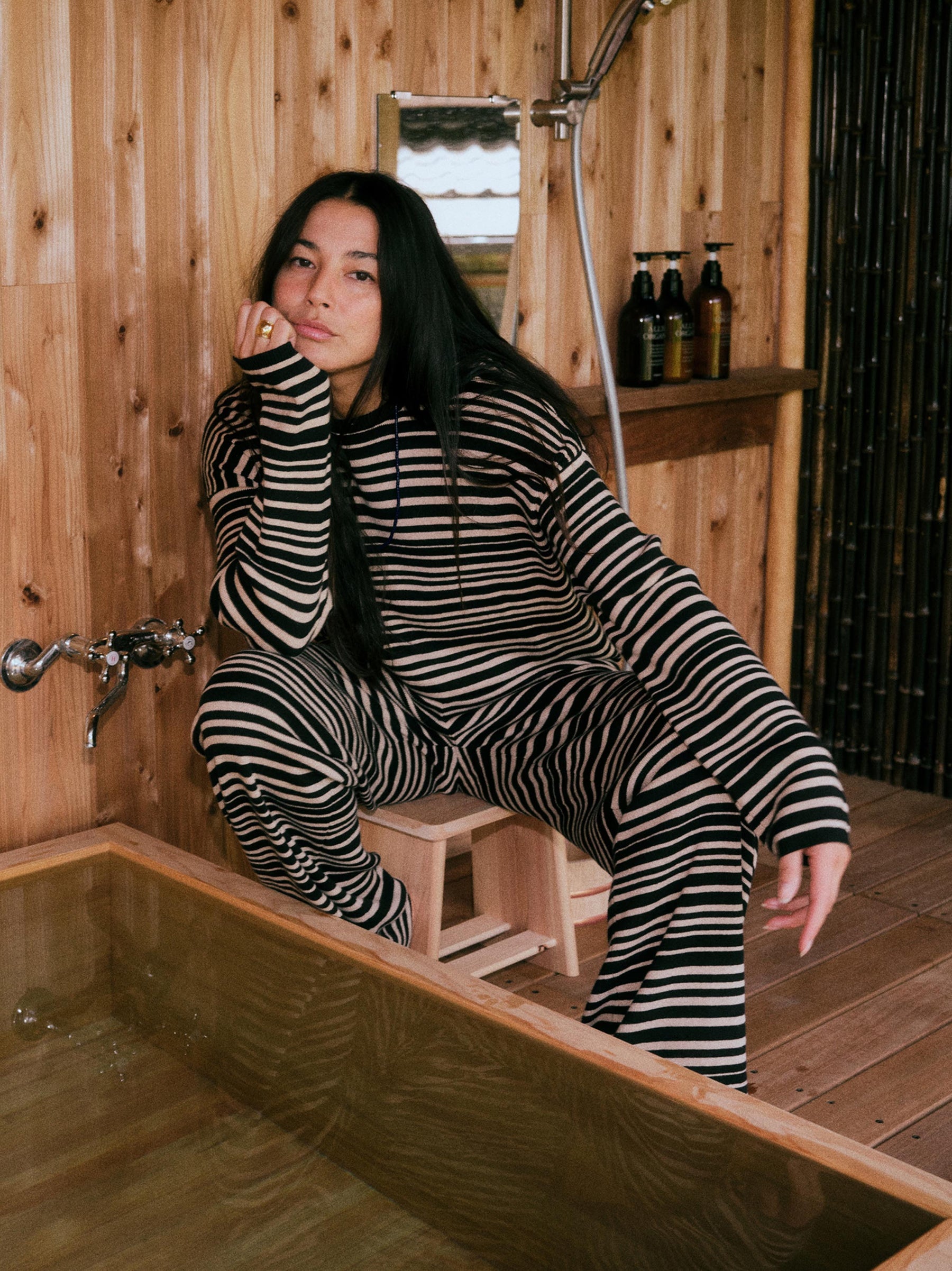 Faherty Throwback Studio Crew - Coastal Coal Stripe