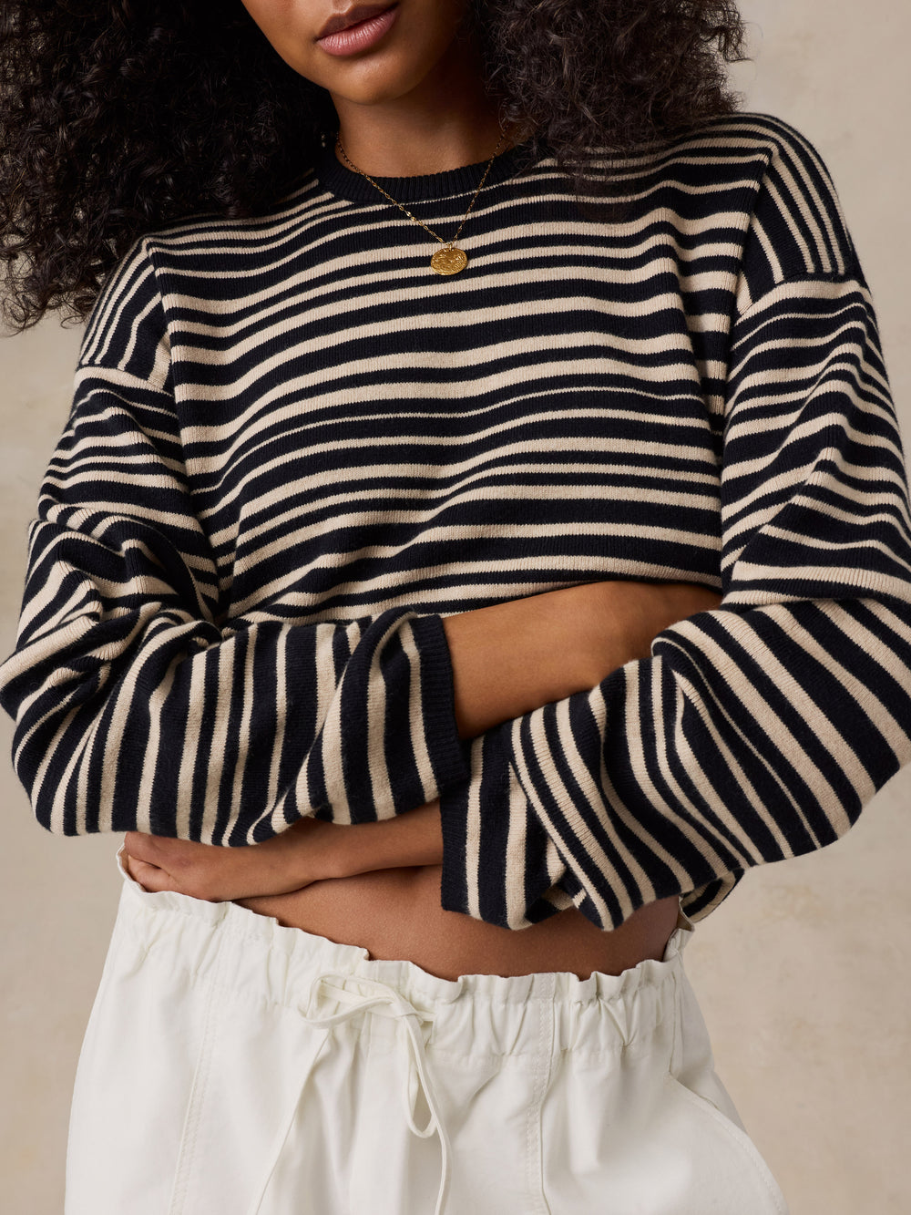 Faherty Throwback Studio Crew - Coastal Coal Stripe