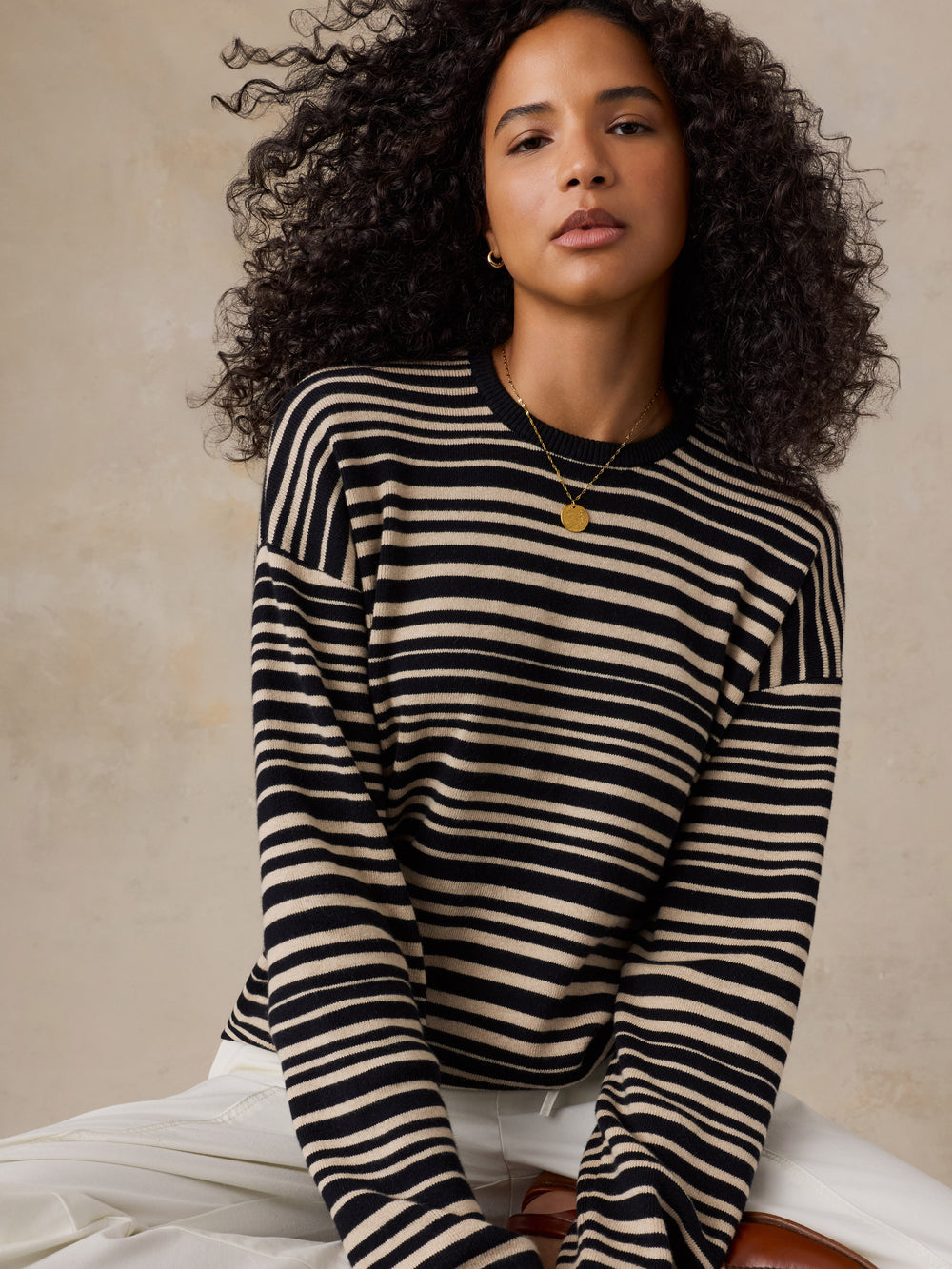 Faherty Throwback Studio Crew - Coastal Coal Stripe
