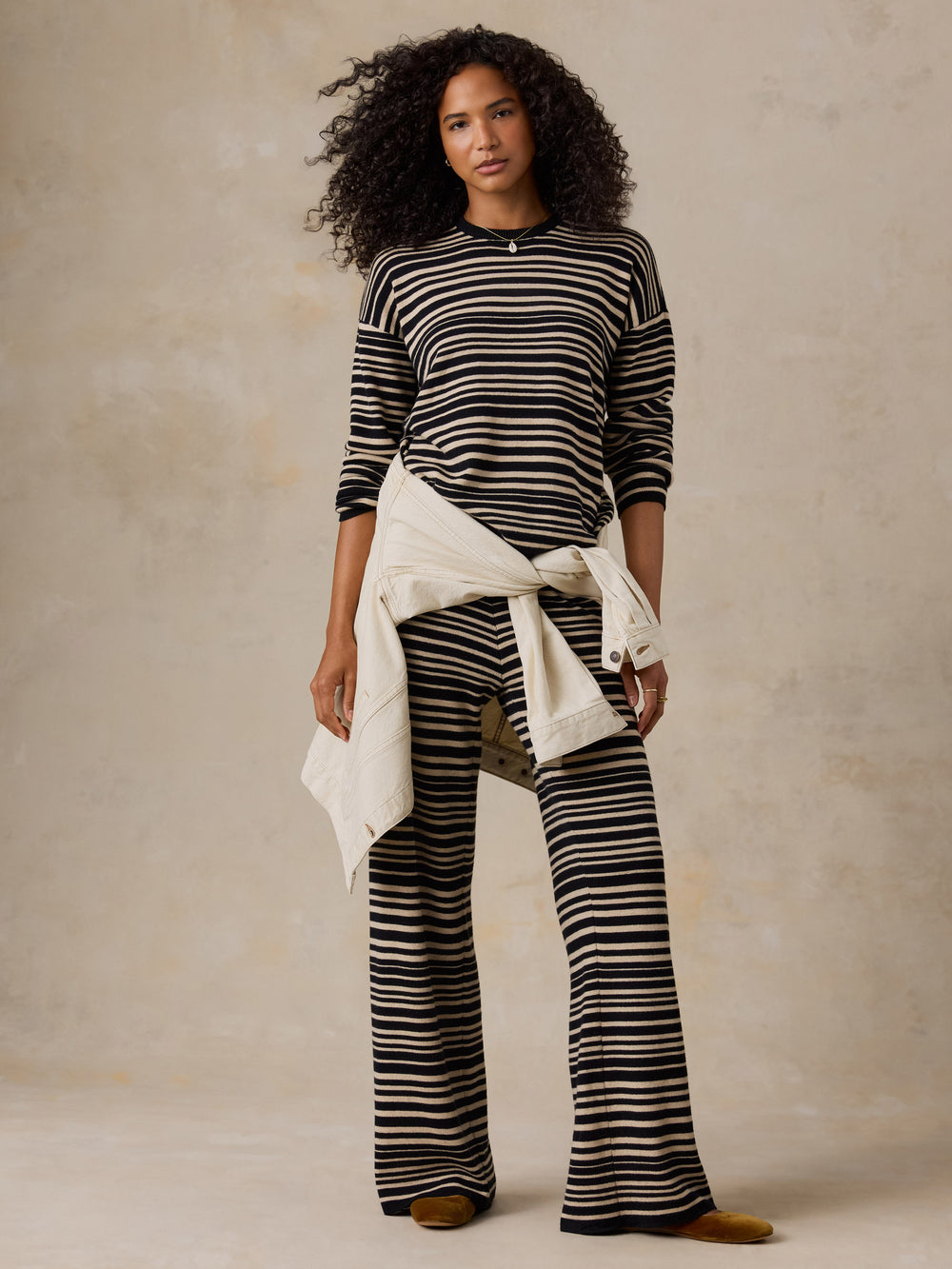 Faherty Throwback Studio Crew - Coastal Coal Stripe
