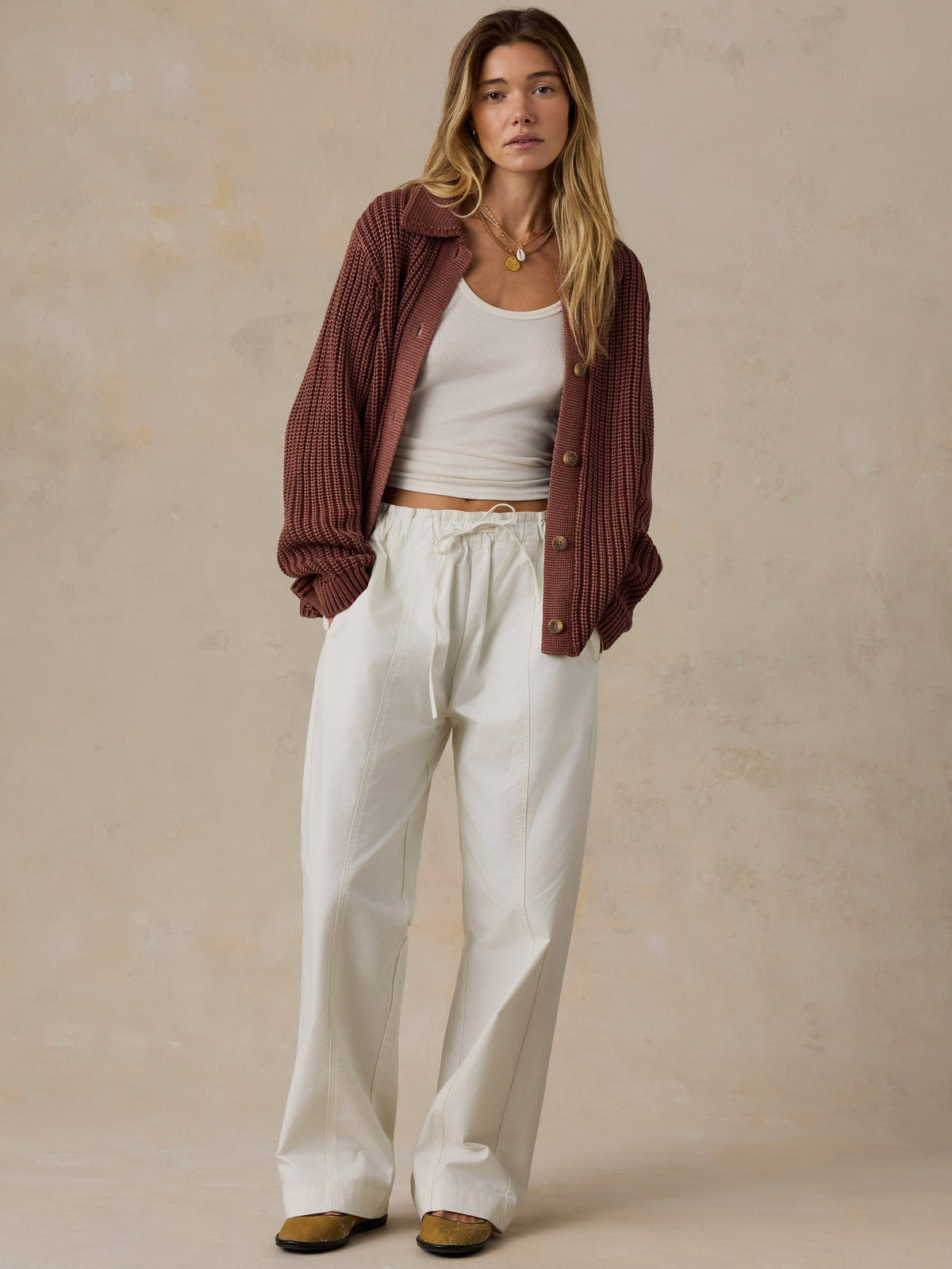 Faherty Sunwashed Cotton Lodge Cardigan - Sunwashed Redwood