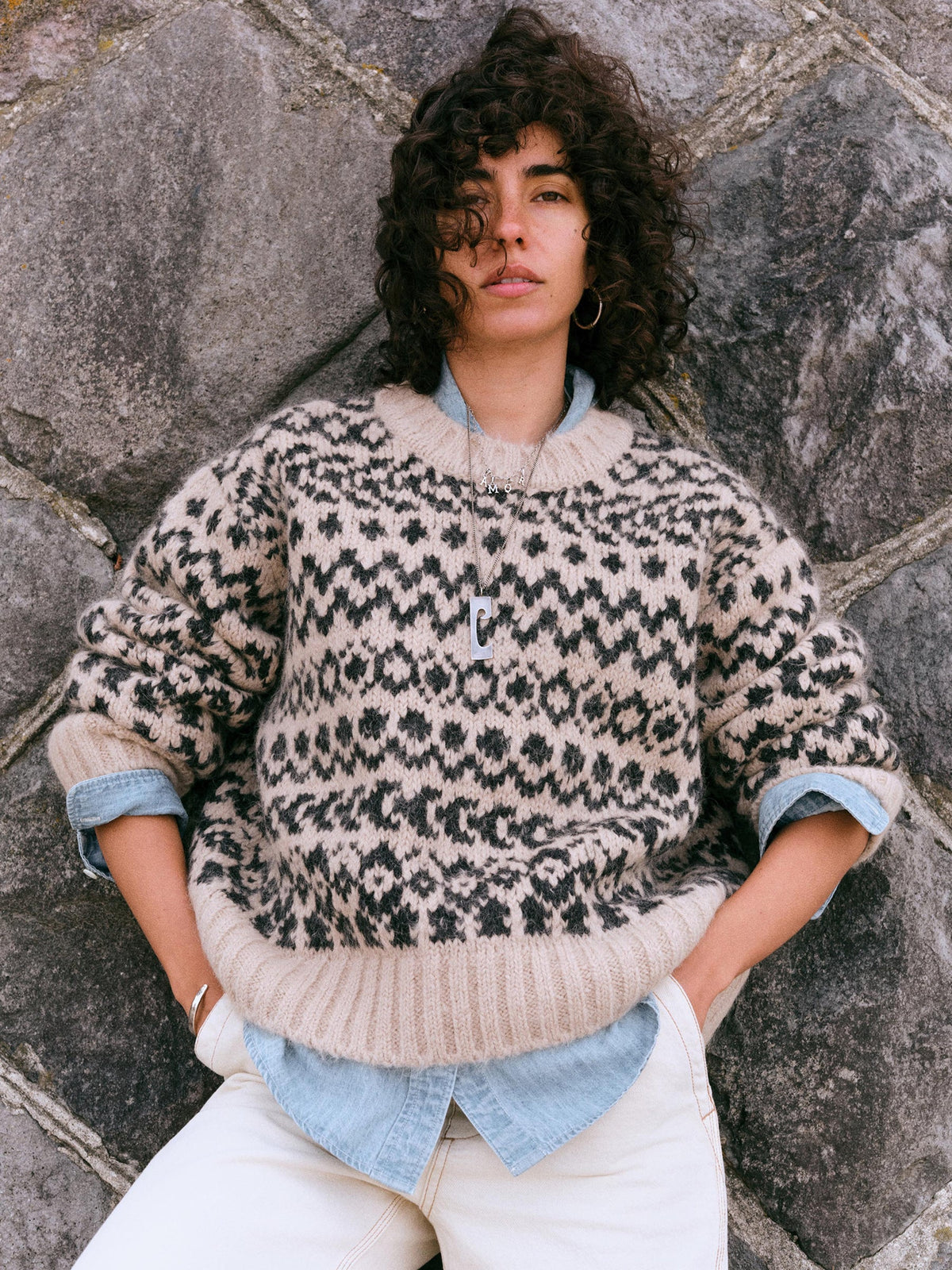 Faherty Après Alpaca Midnight Bay Crew - Cabinside Fairisle