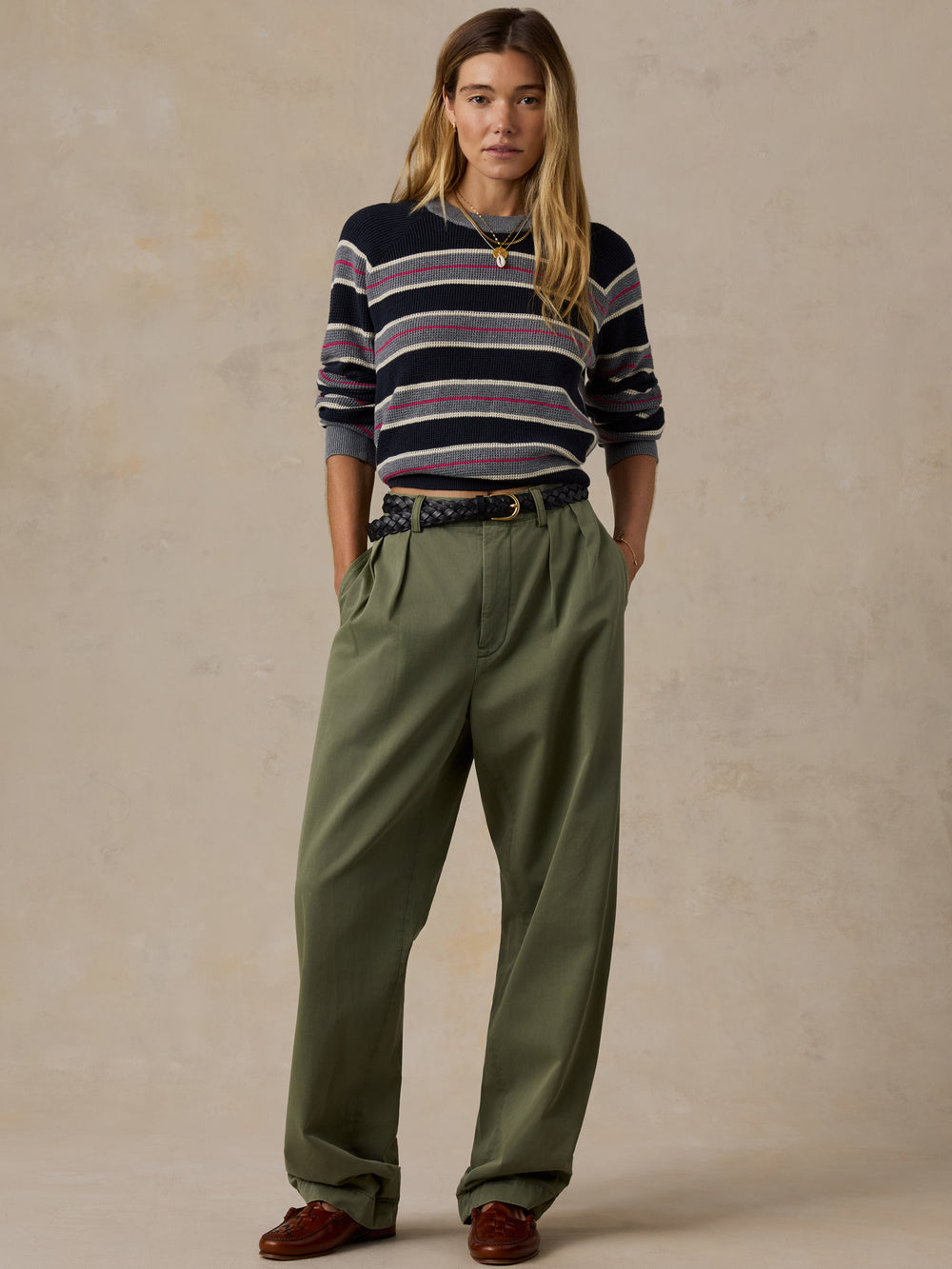 Faherty Throwback Crew - Navy Shadow Lines