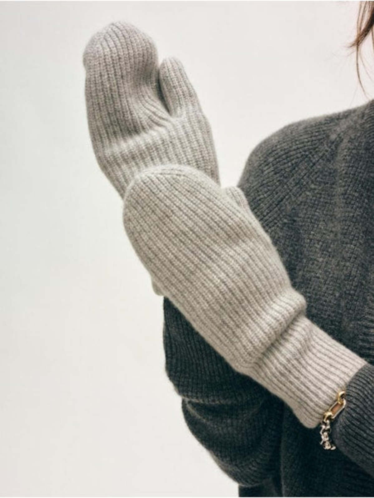 White + Warren Cashmere Ribbed Mitten 21548