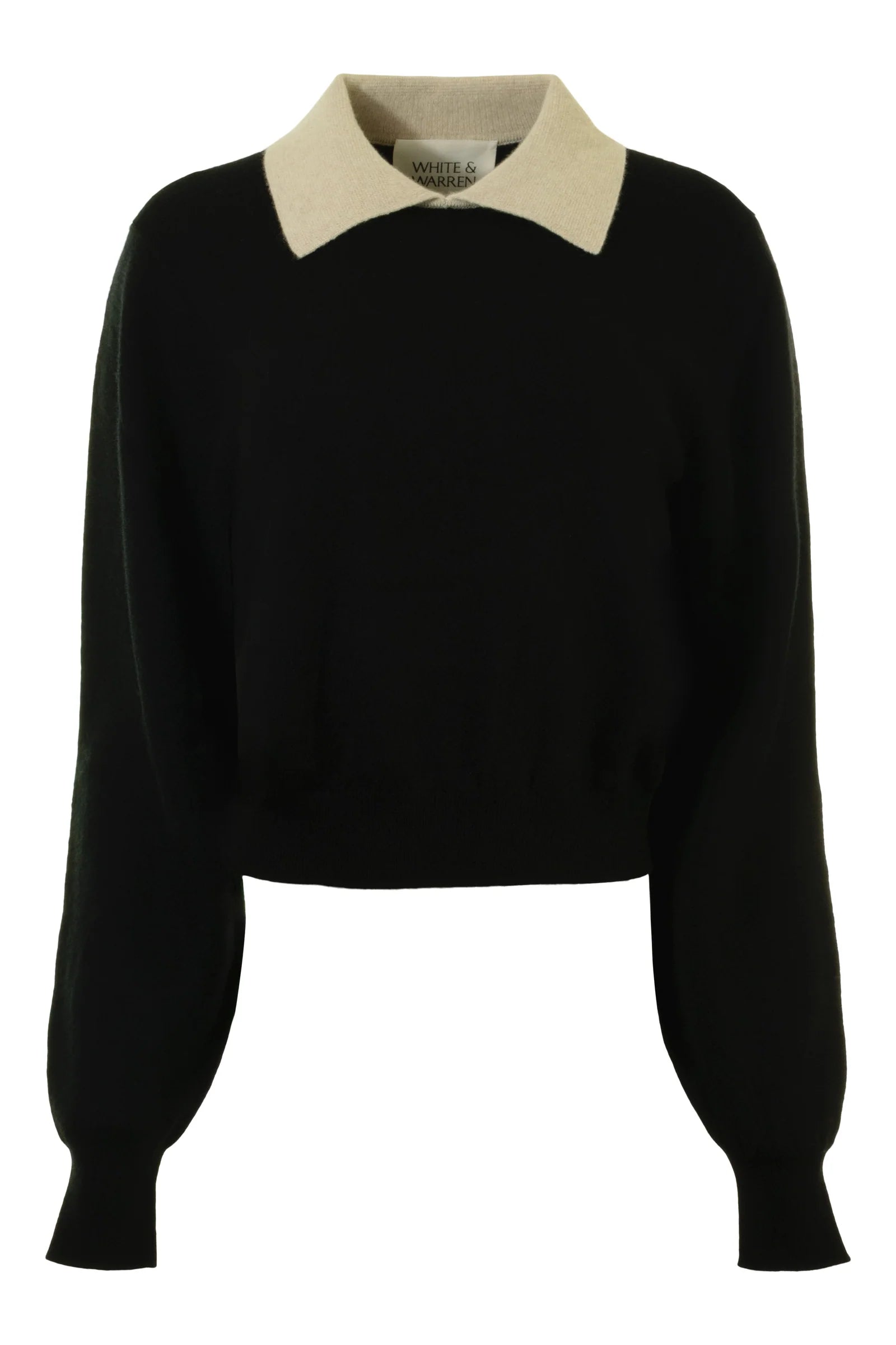 White + Warren Cashmere Contrast Collar Sweater 21971