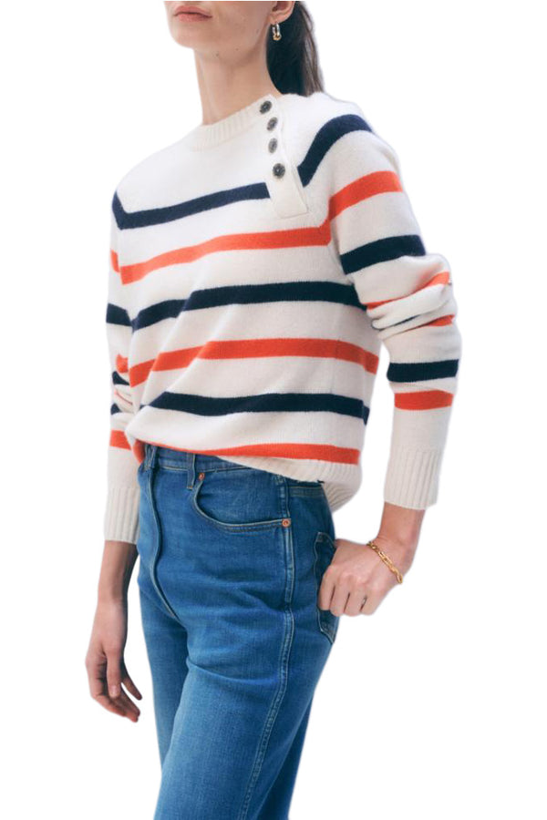 White + Warren Cashmere Striped Sweater 21635