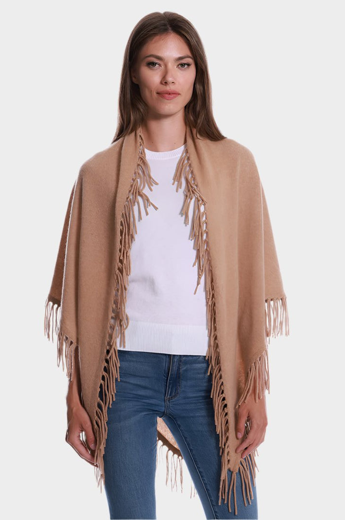 Minnie Rose Cashmere Fringe Shawl YR0780