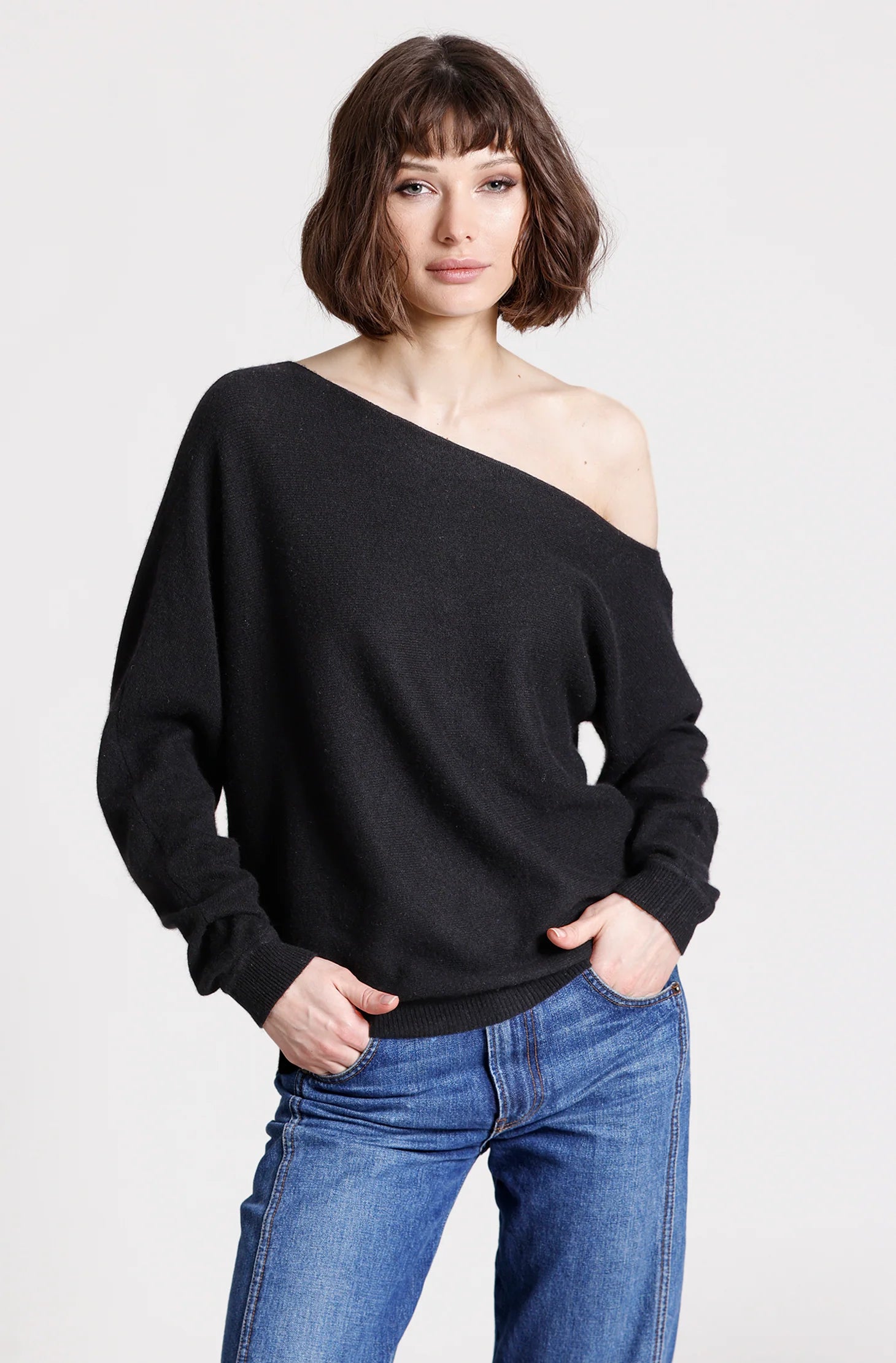 Minnie Rose Cashmere Off The Shoulder Top YR4332