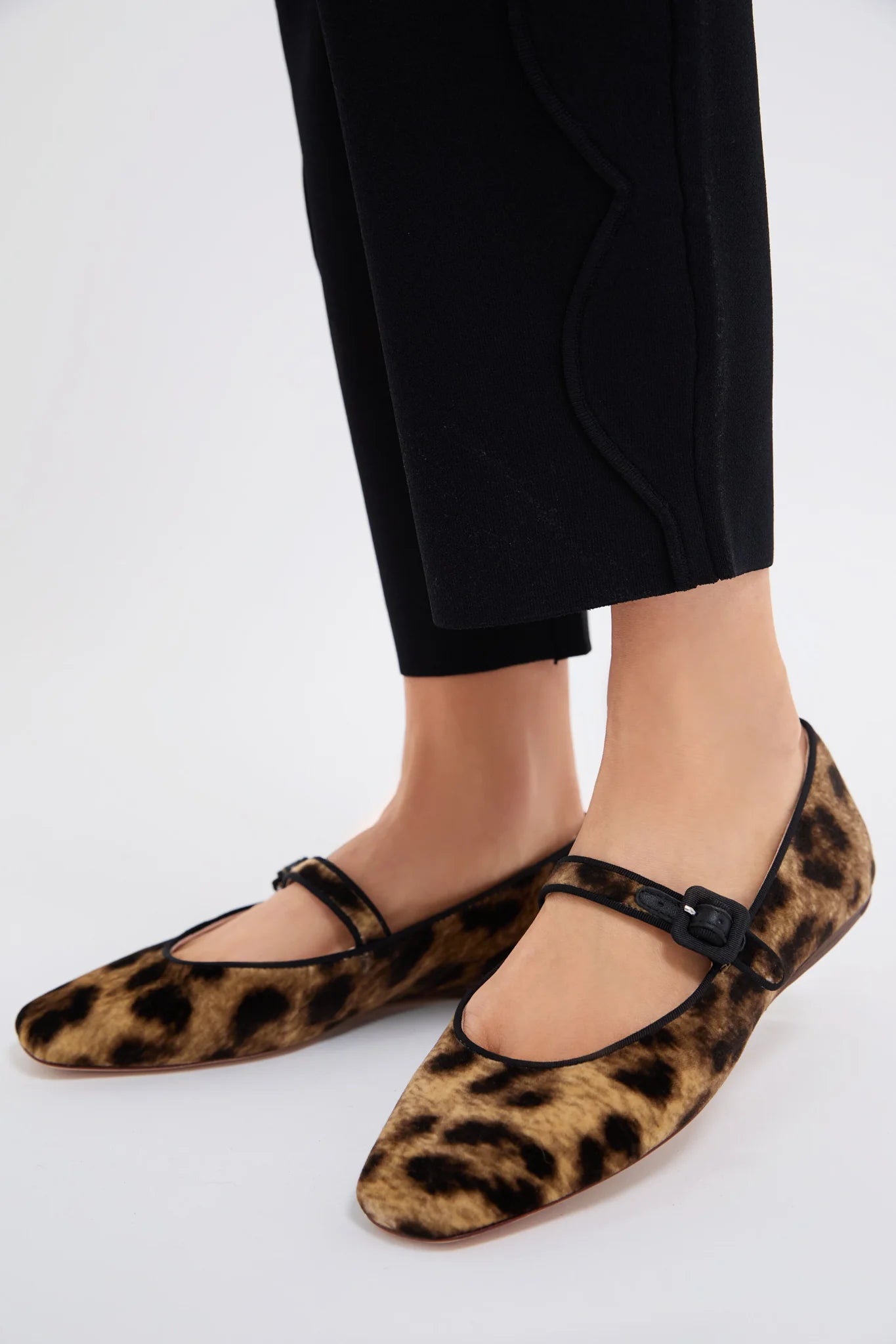 Loeffler Randall Ginger Leopard Velvet Mary Jane Flat