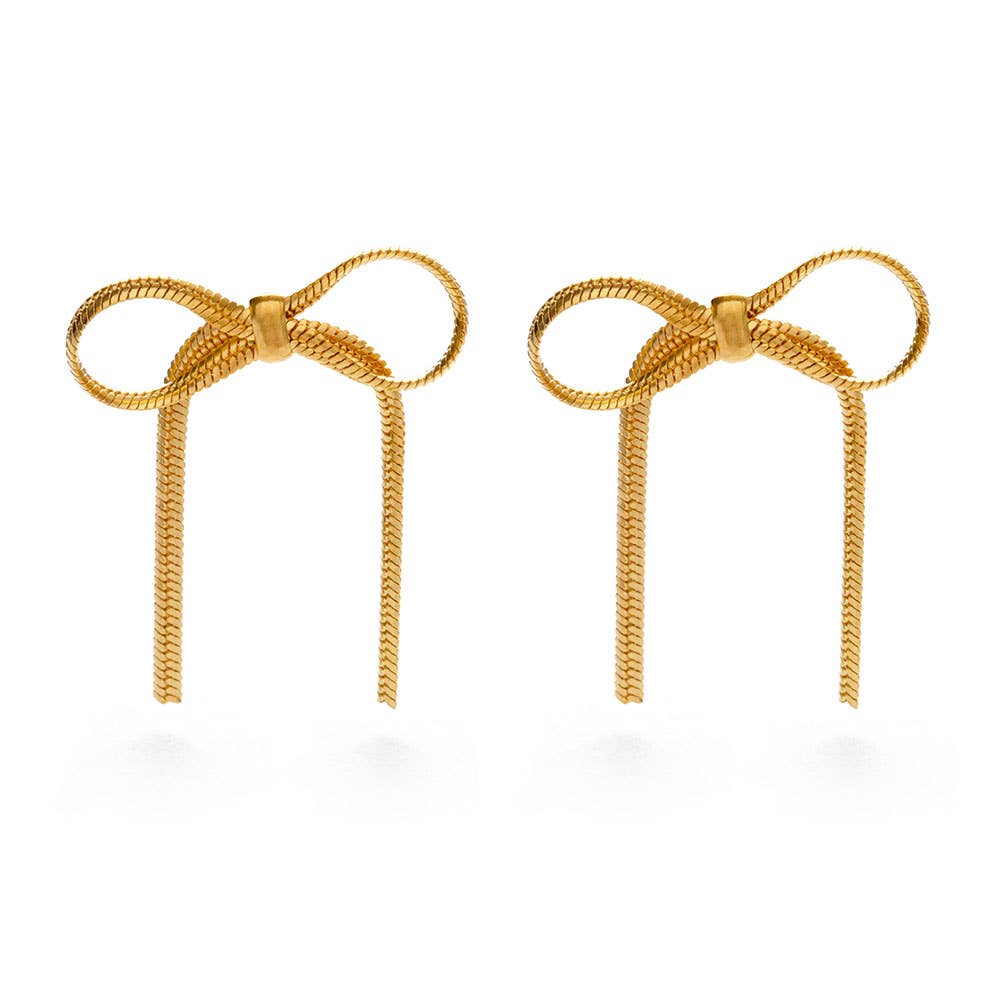 Amano Studio Herringbone Chain Bow Stud Earrings