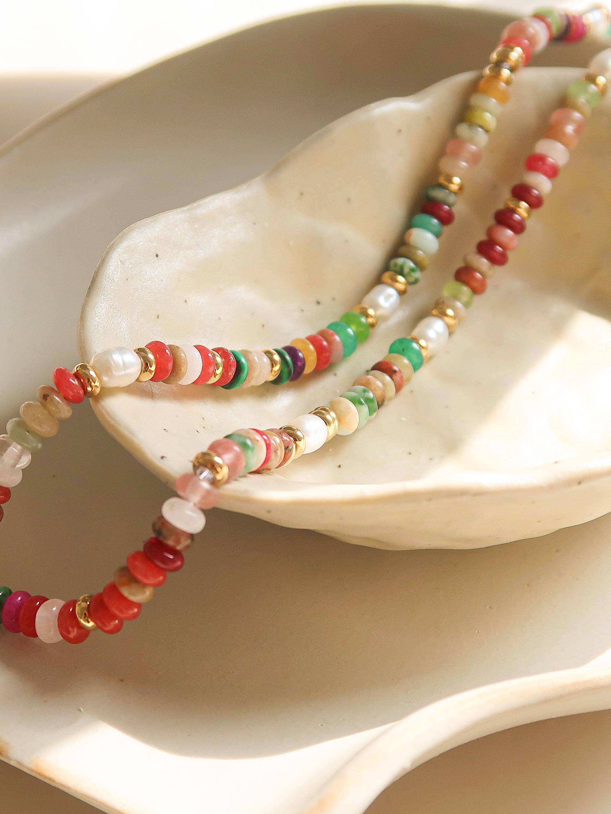 Flanerie Sunny Non-Tarnish Boho Color Beaded Necklace