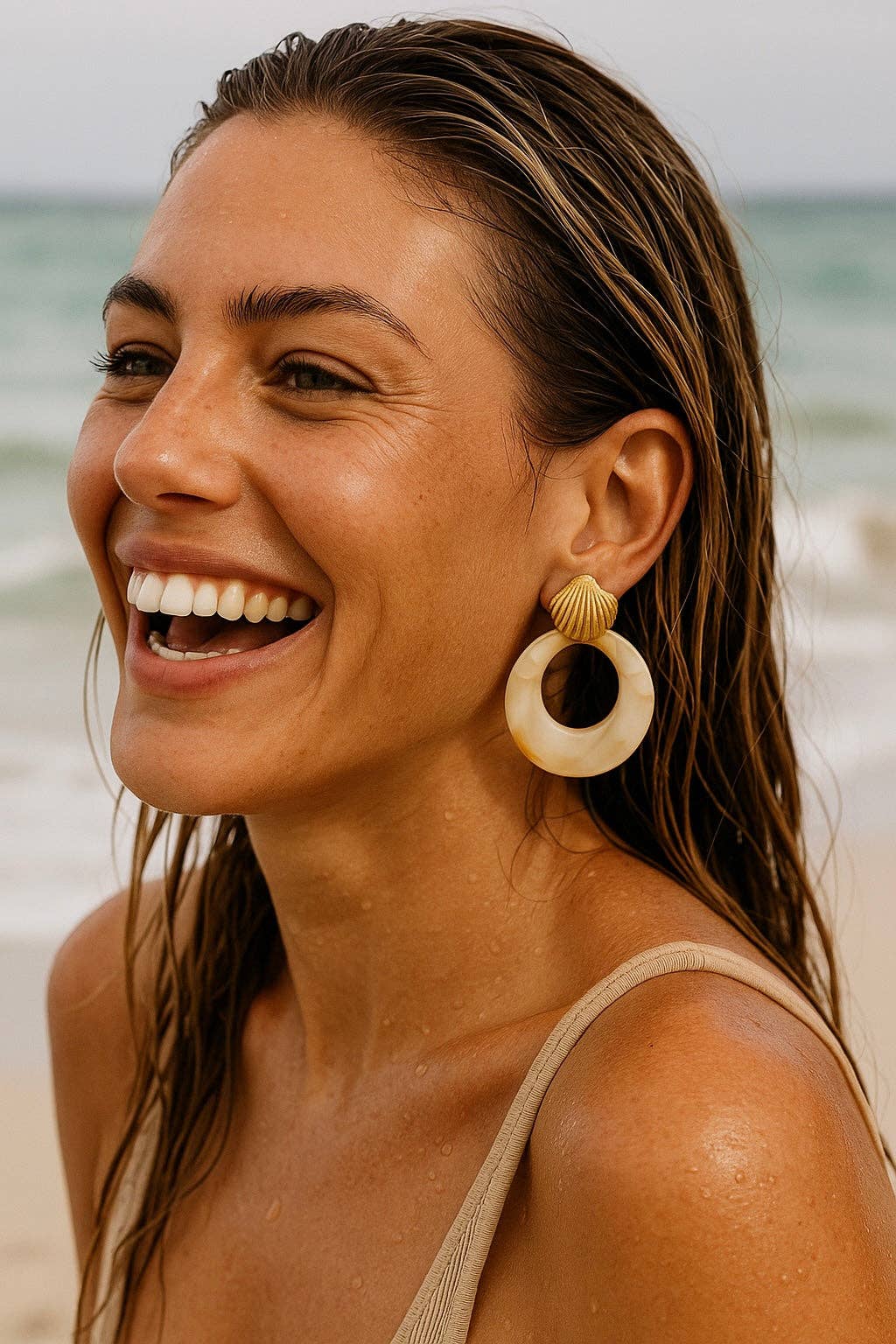 Sahira Kenle Shell Earring-Marble
