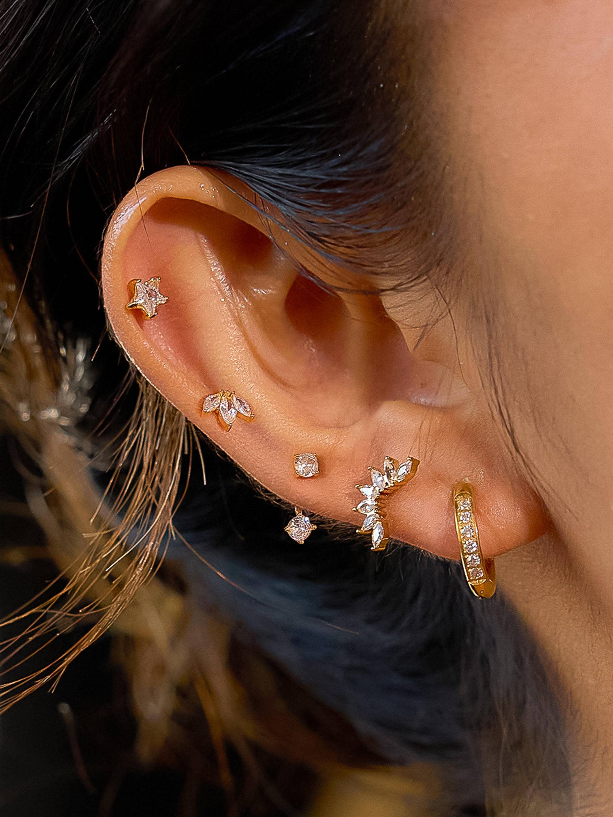 Flânerie Novaé 18K Gold CZ Mix Earring Set