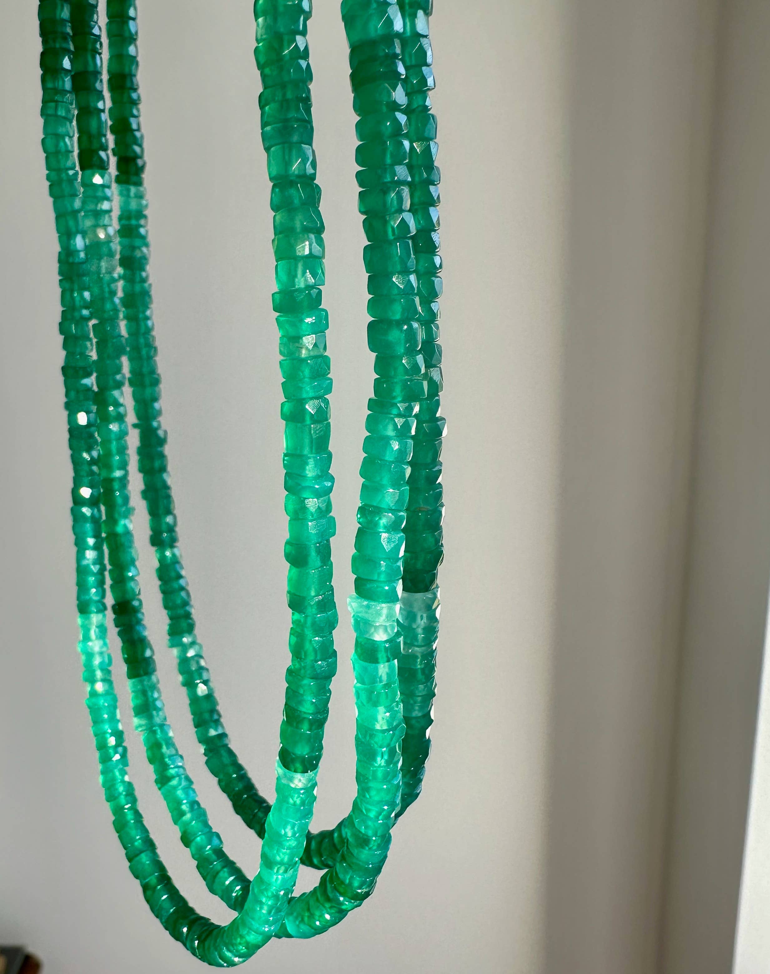 Anokhi Green Onyx Ombre Necklace | Green Gemstone Bead Necklace NKB37