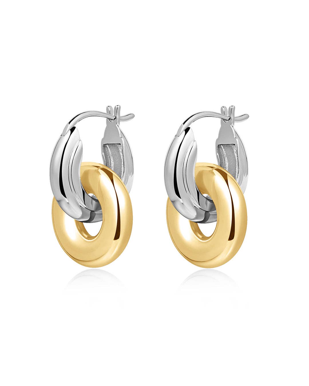 Luv AJ Two-Tone Interlock Hoops