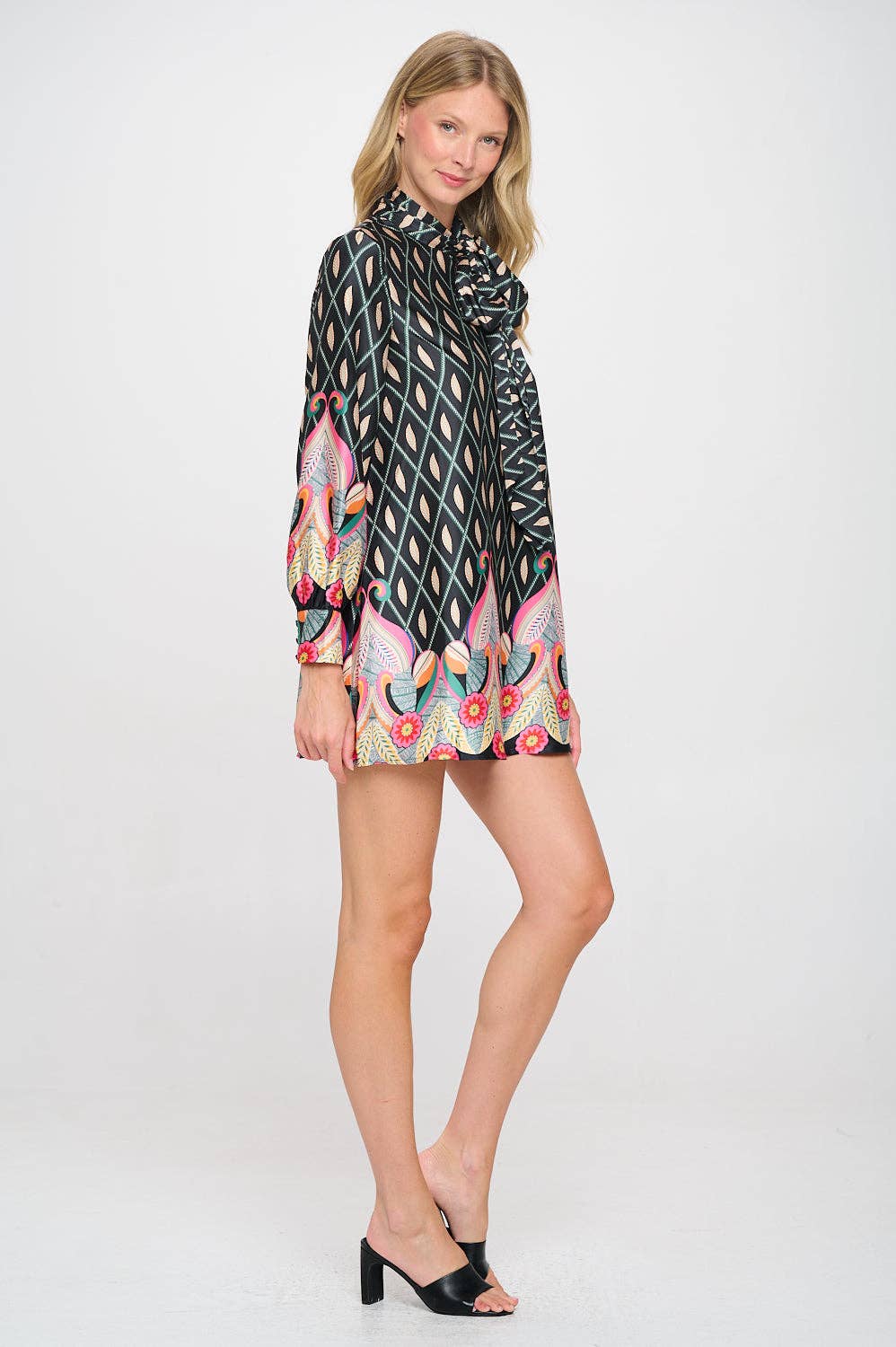 Meet me in Santorini Feather Black Josephine Dress