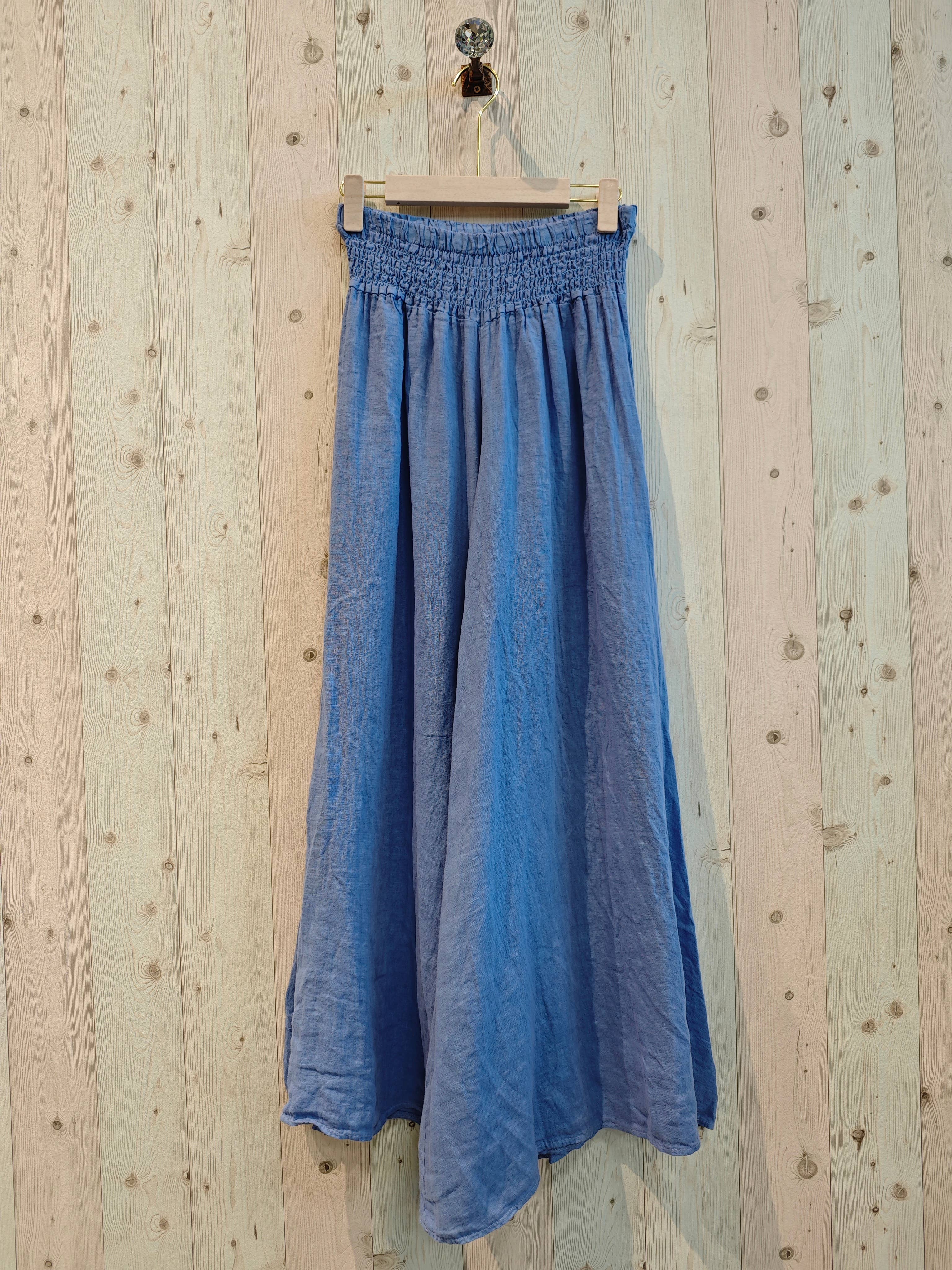 European Linen Wide Leg Pant with Elastic Waist 30201