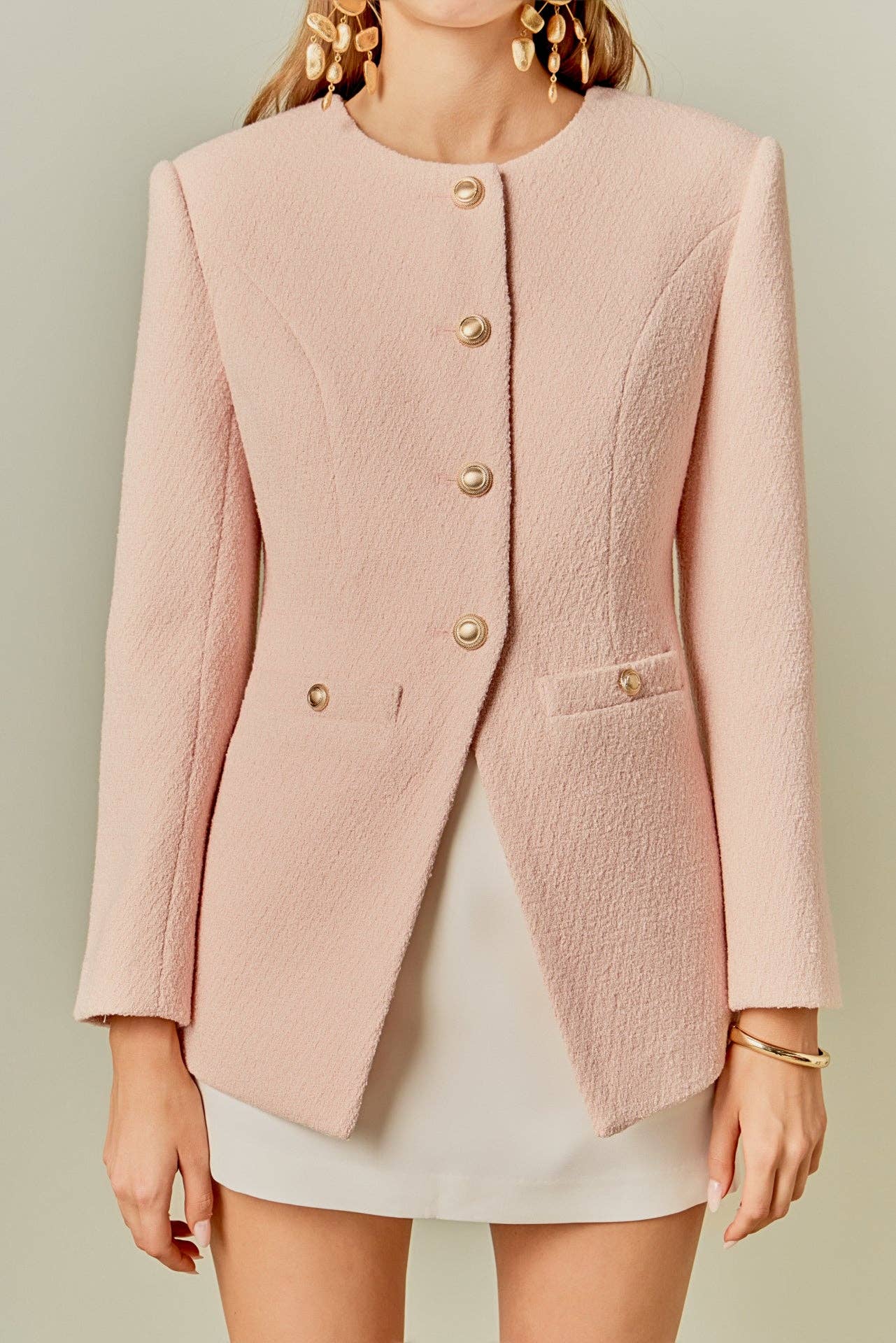 Endless Rose Tweed Buttoned Blazer