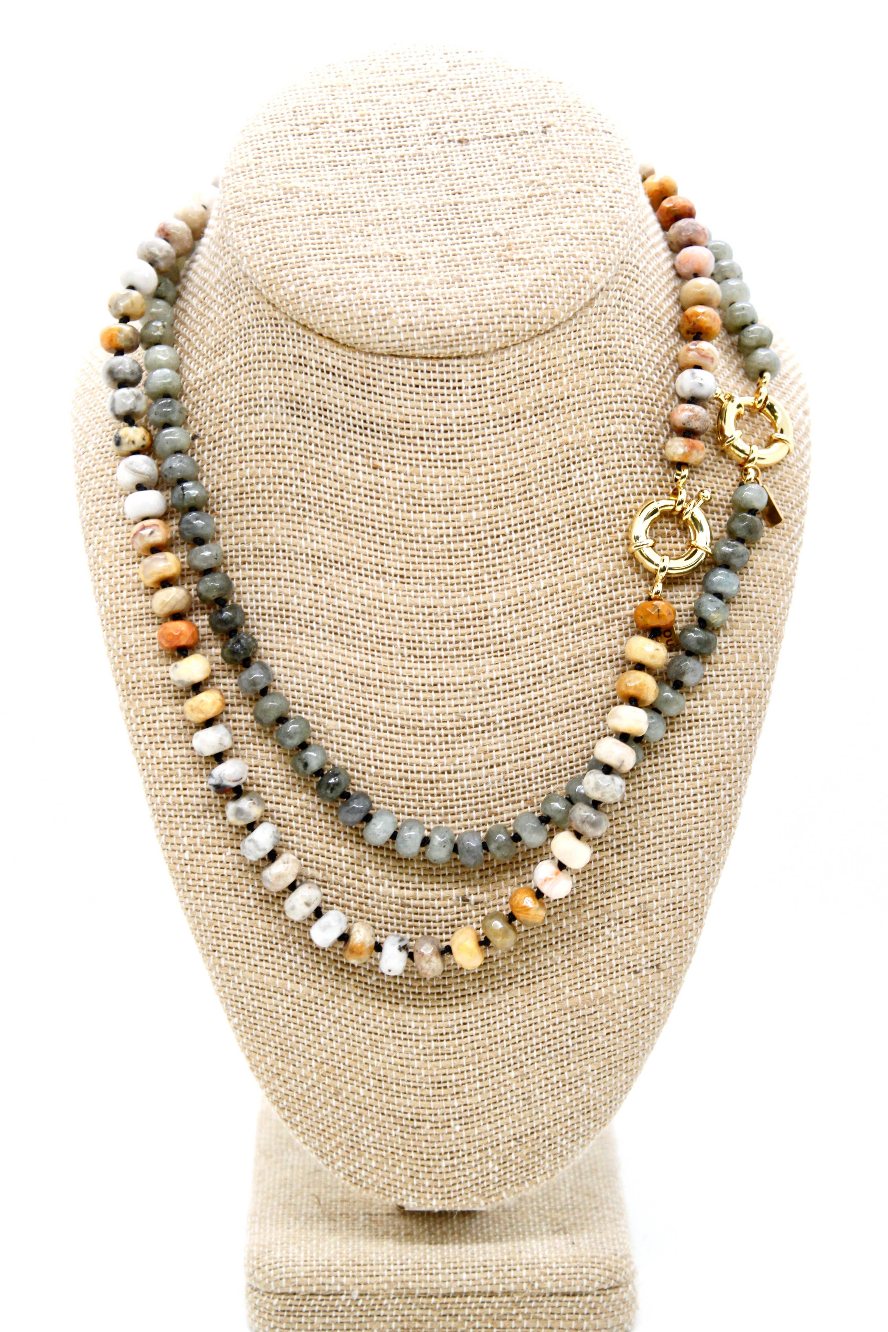 Lizou Hand-Knotted Faceted Labradorite Beaded Necklace