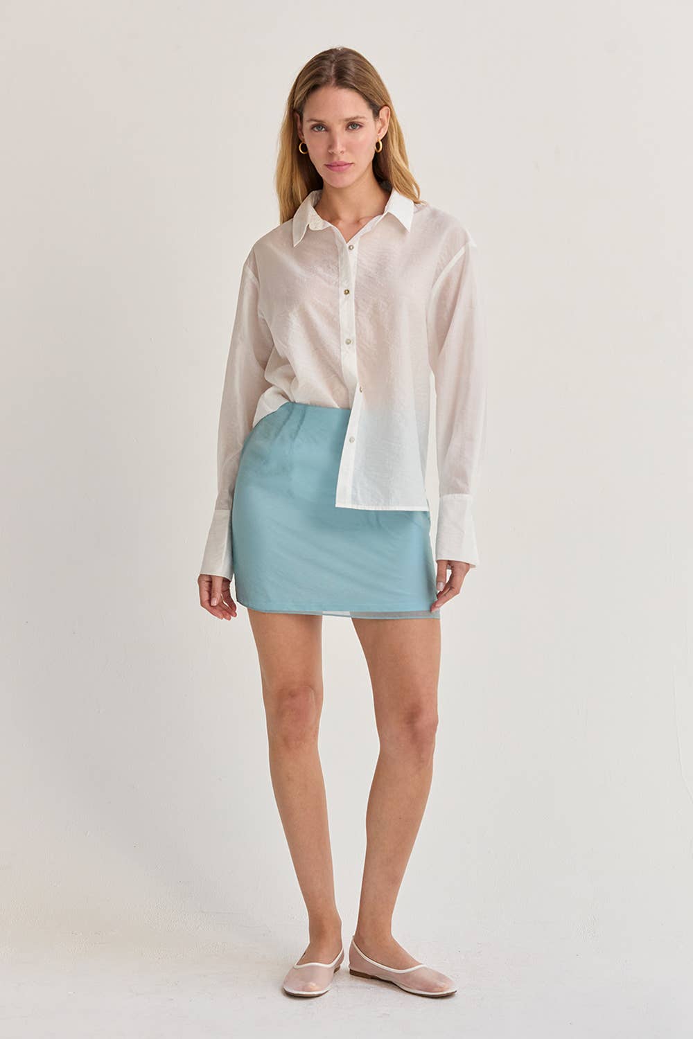 Crescent Nadia Tencel Blend Sheer Button Up