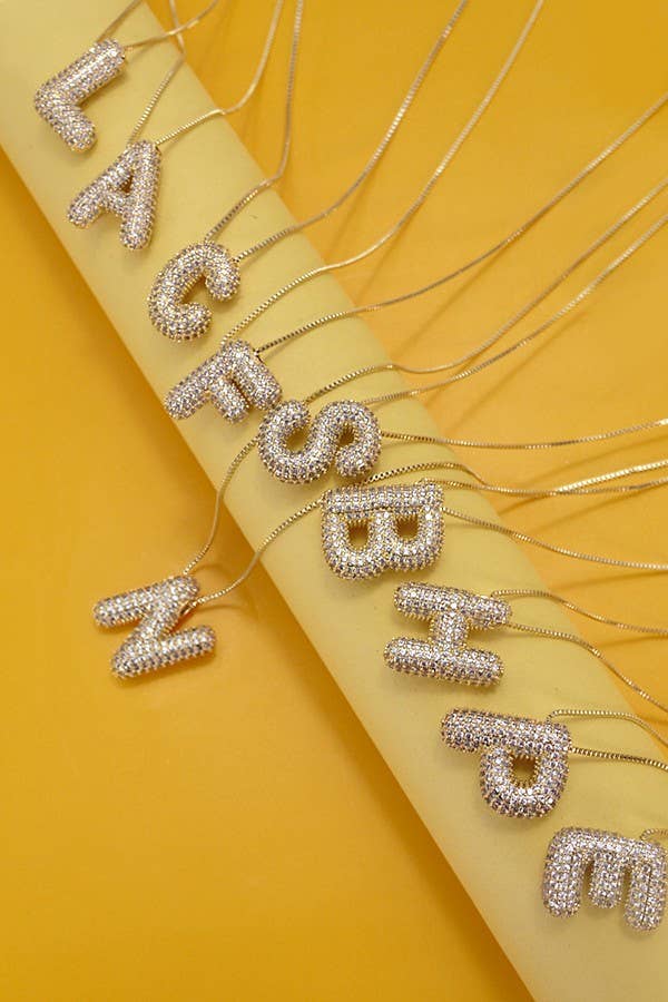 Josslyn Initial Pave Rhinestone Balloon Necklace 80N751