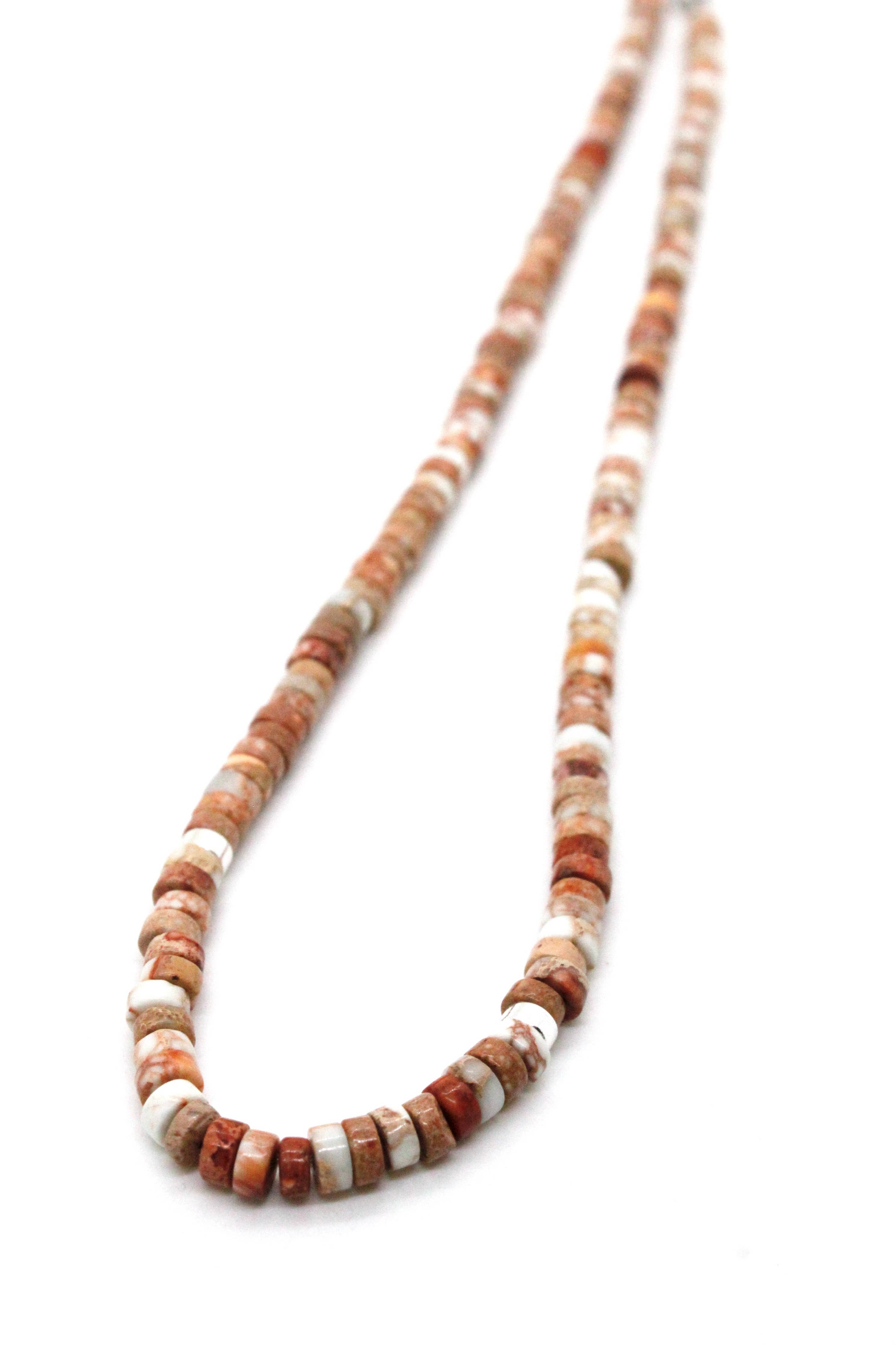Lizou Natural Stone 16"  Necklace with Silver Accents