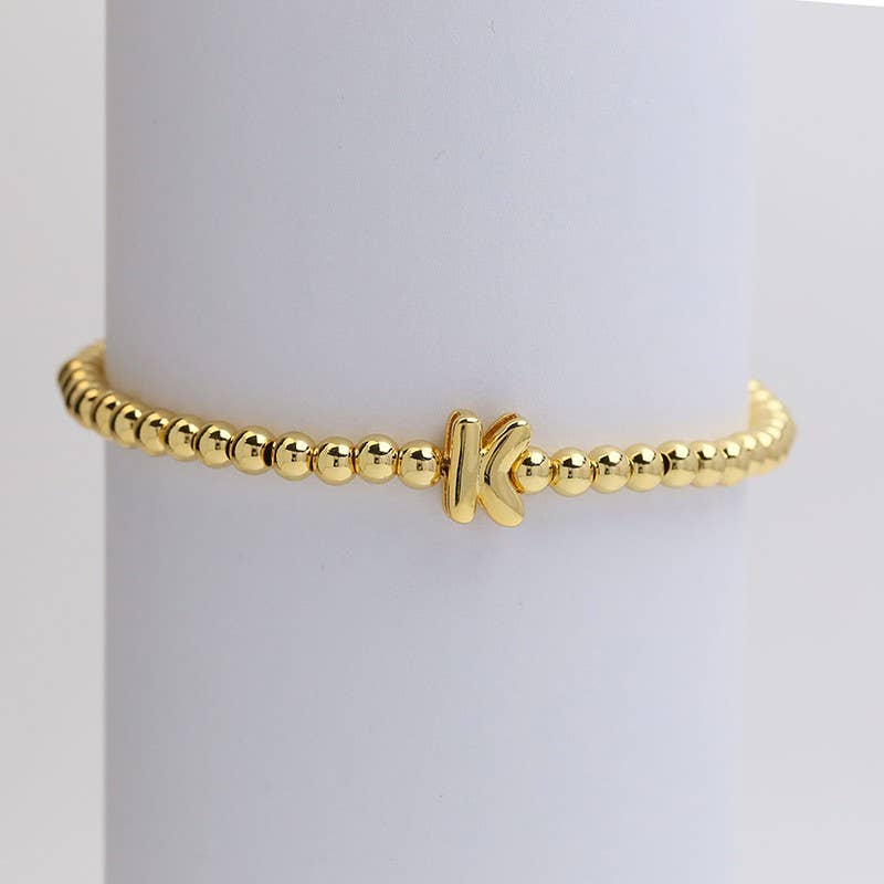 Josslyn Initial Monogram Bubble Stretch Bead Bracelet