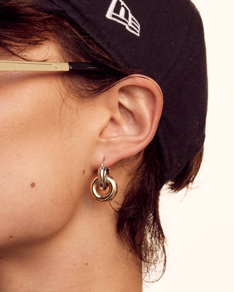 Luv AJ Two-Tone Interlock Hoops