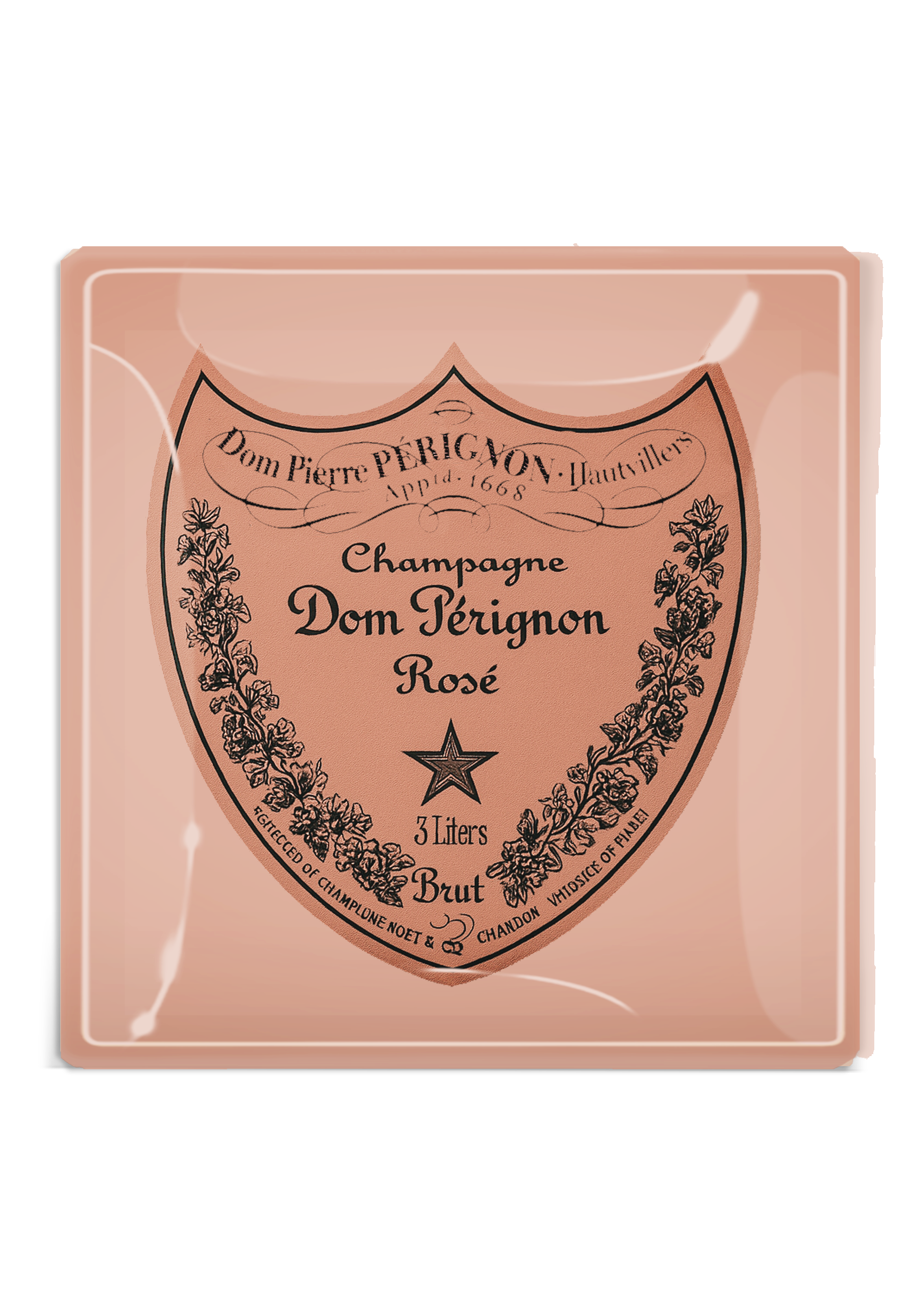 Ben's Garden Vintage Dom Pérignon Rose Decoupage Glass Tray