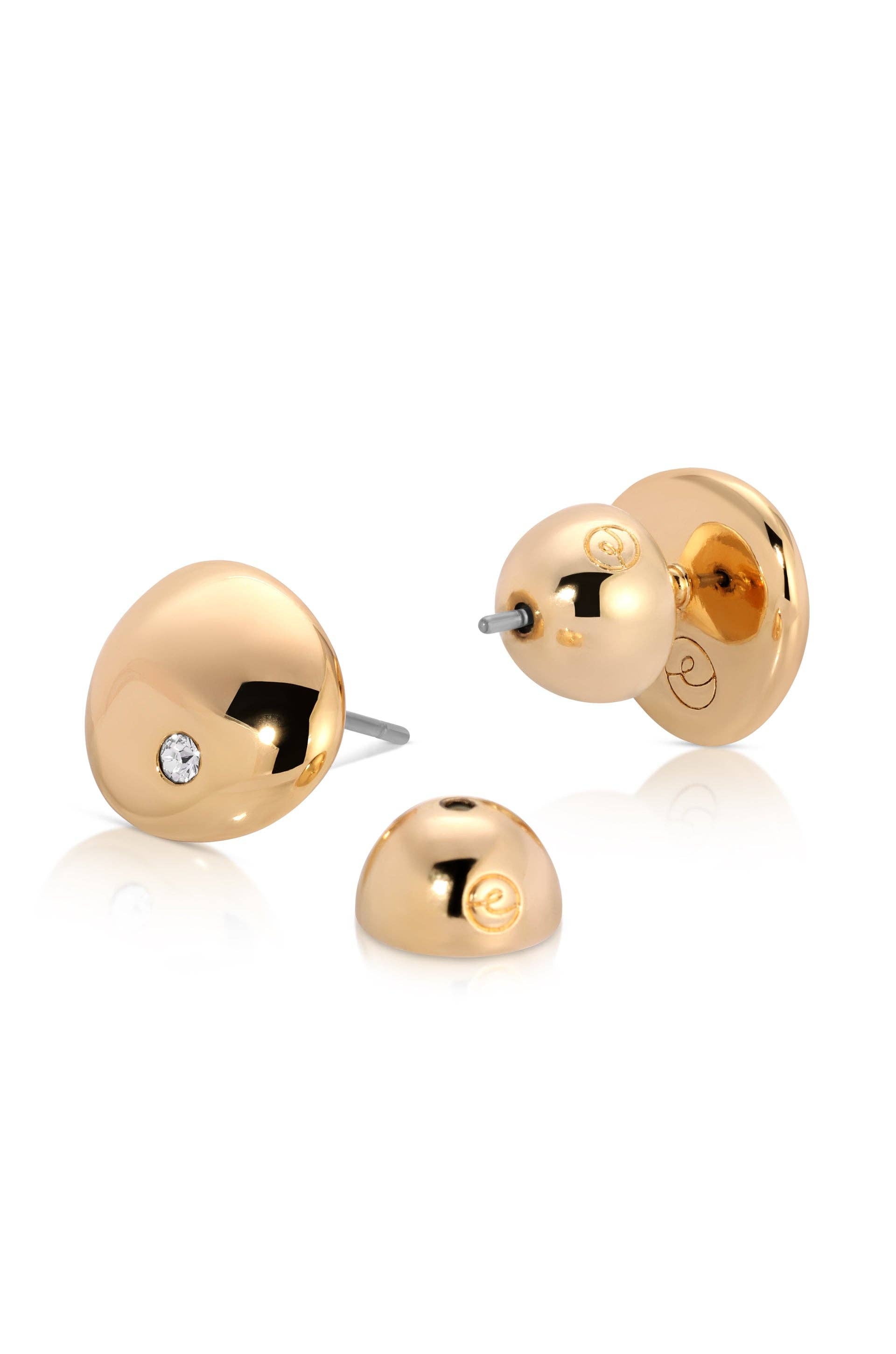 Ettika Polished Pebble Crystal Stud Earrings