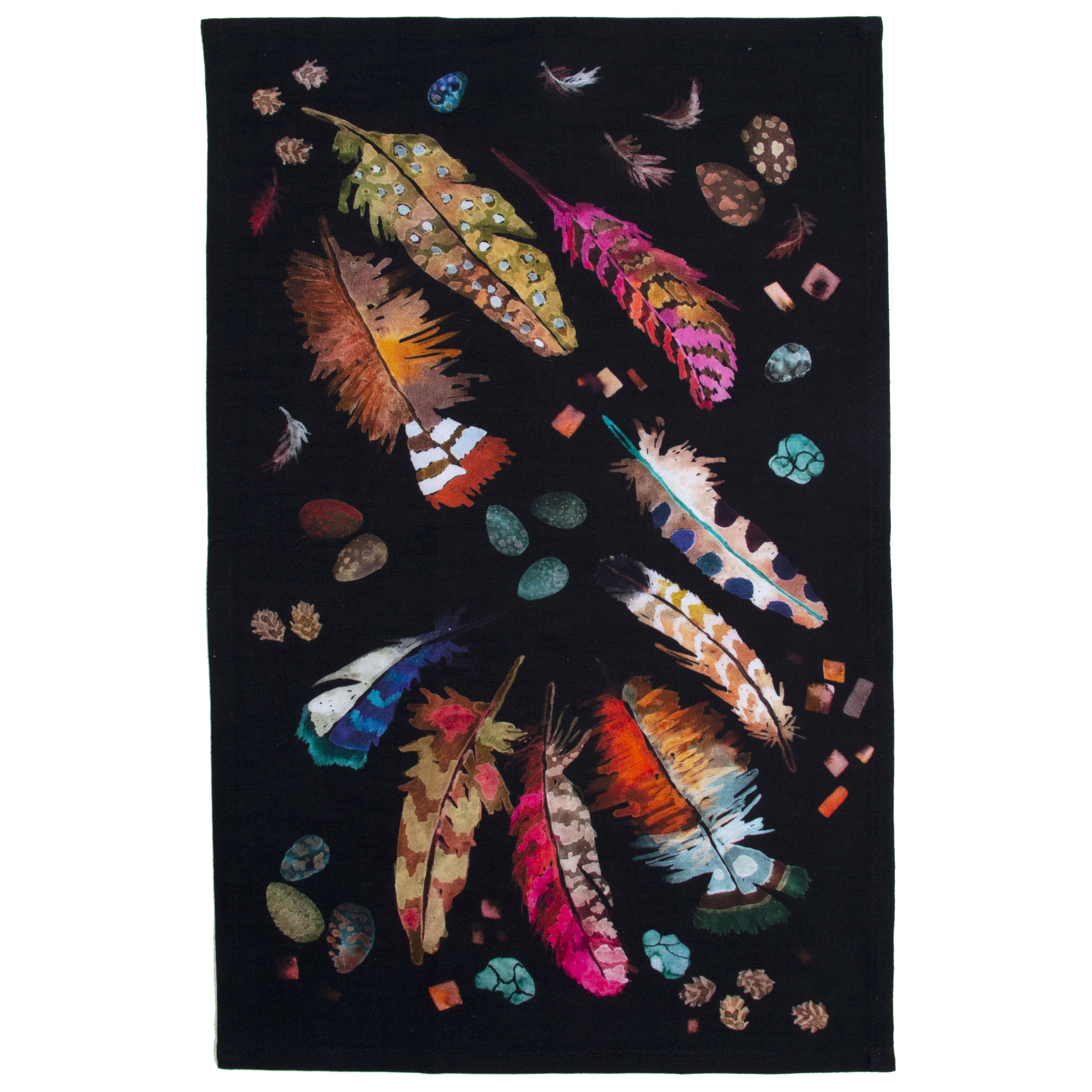 Betsy Olmsted Tea Towel - Feathers in Black